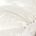 Lampa stołowa do salonu biało, złota FERI na metalowej podstawie z niezwykle efektownym abażurem z naturalnych strusich piór