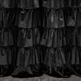 Zasłona welwetowa czarna zdobiona falbanami 140x250 cm taśma - CHARLOTTE