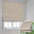 Roleta rzymska jasnobeżowa z eleganckiej tkaniny w duży ornamentowy wzór