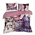 Pościel 220x200 cm bawełniana z makosatyny kolor fioletowy, różowy z botanicznym wzorem Reina Line