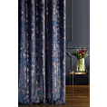 Zasłona szyta na taśmie 8 cm OMERTA granatowo miedziana z miękkiej, welwetowej tkaniny z nieregularnym nadrukiem Italissima Eva Minge