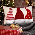Poszewka na poduszkę świąteczna 30x50 cm zdobiona aplikacją skrzatów 3D