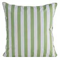 Poszewka na poduszkę 45x45 cm z tkaniny wodoodpornej jasnozielono, biała idealna do ogrodu i na taras zdobiona pasami GARDEN 6