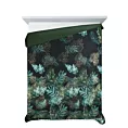Narzuta czarno, zielona 200x220 cm z nadrukiem egzotycznych liści pikowana metodą hot press DAWOSA Design 91