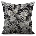 Poszewka na poduszkę 40x40 cm welwetowa, czarno beżowa z modnym, błyszczącym wzorem liści RODOS