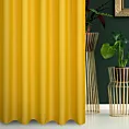 Zasłona szyta na taśmie 5 cm żółta z gładkiej tkaniny zaciemniającej typu dimout wykończona obciążnikiem