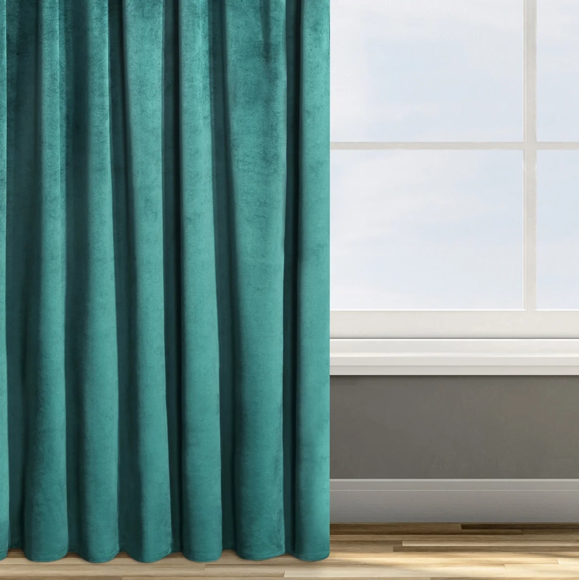 Zasłona welwetowa ciemnoturkusowa 135x300 cm taśma - ROSA - Design 91 | eurofirany