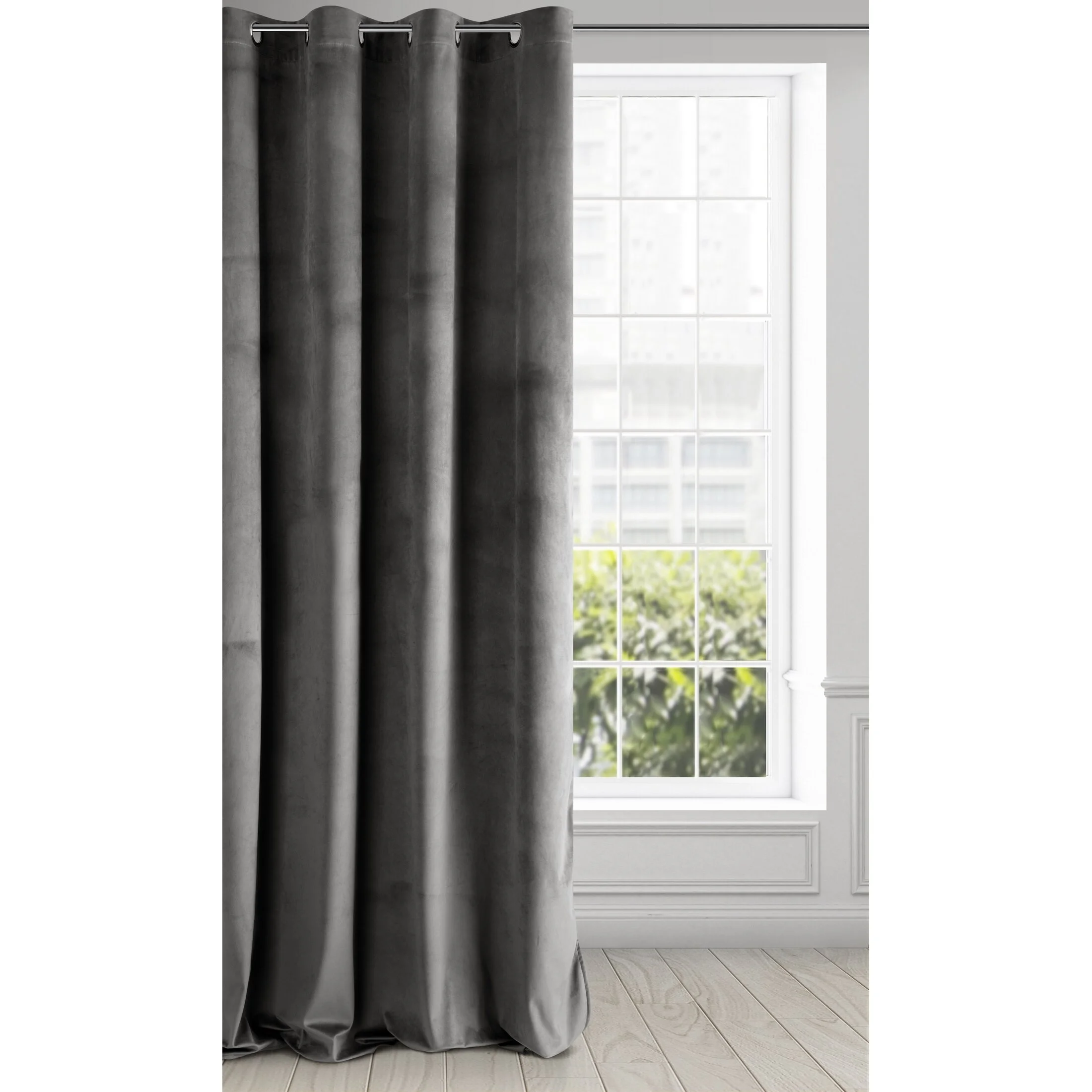 Zasłona welwetowa stalowa gładka 140x250 cm przelotka - PIERRE