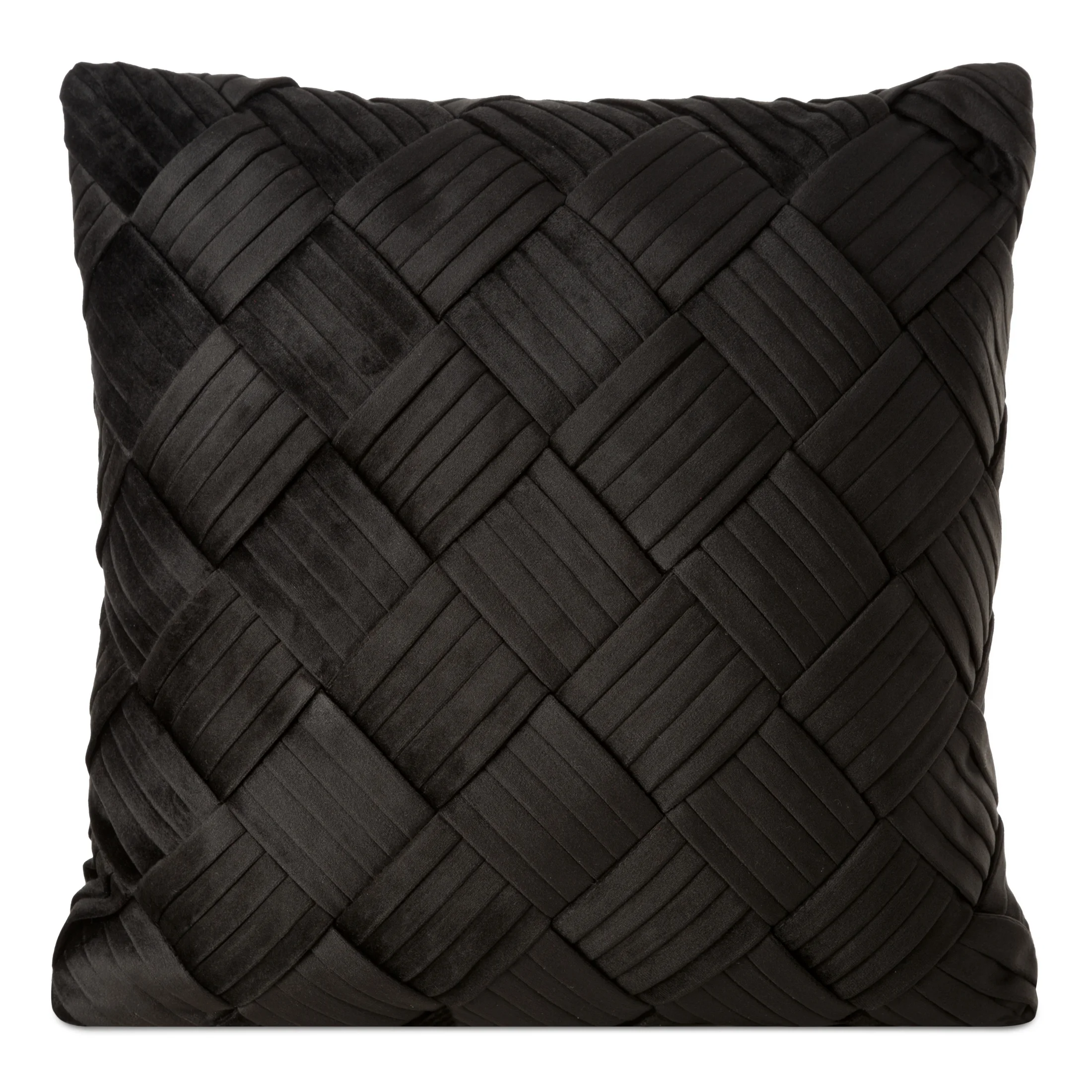 Poszewka na poduszkę 45x45 cm welwetowa, czarna z efektownym przeplataniem SONIA | eurofirany