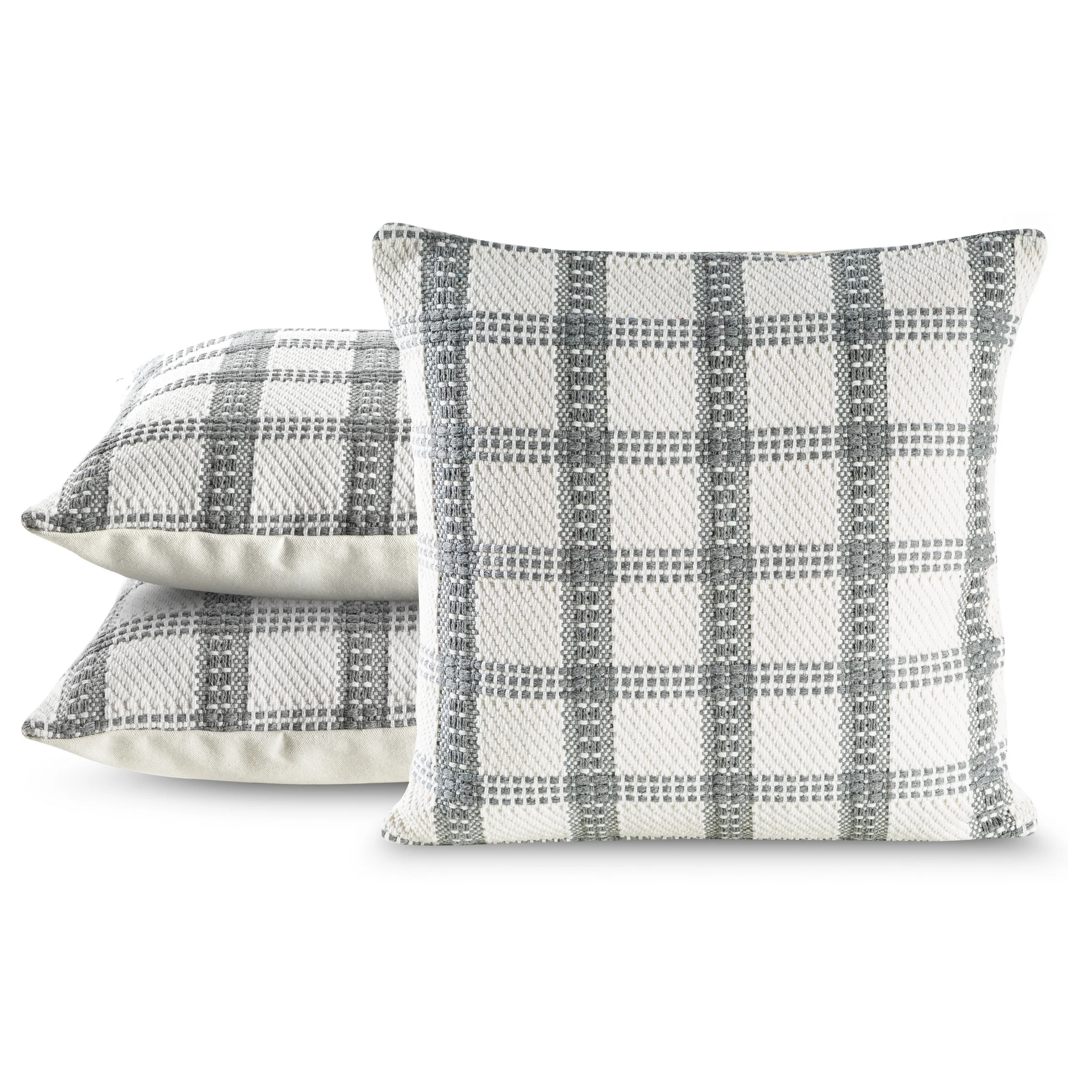 Poszewka na poduszkę 45x45 cm kremowo, srebrzysta z tkaniny strukturalnej BOHO