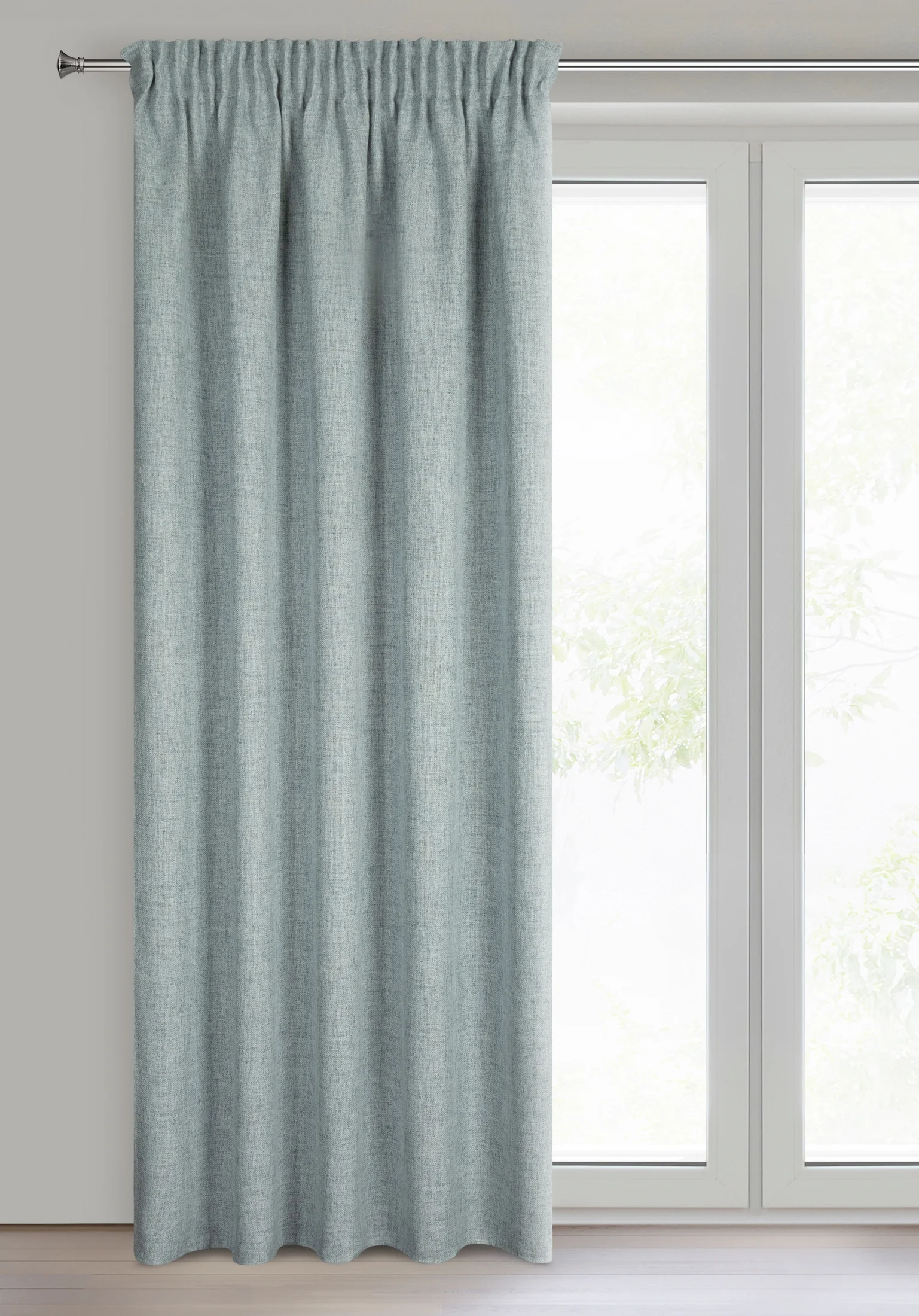 Zasłona jasnoniebieska w stylu eko 140x270 cm taśma - JULA2