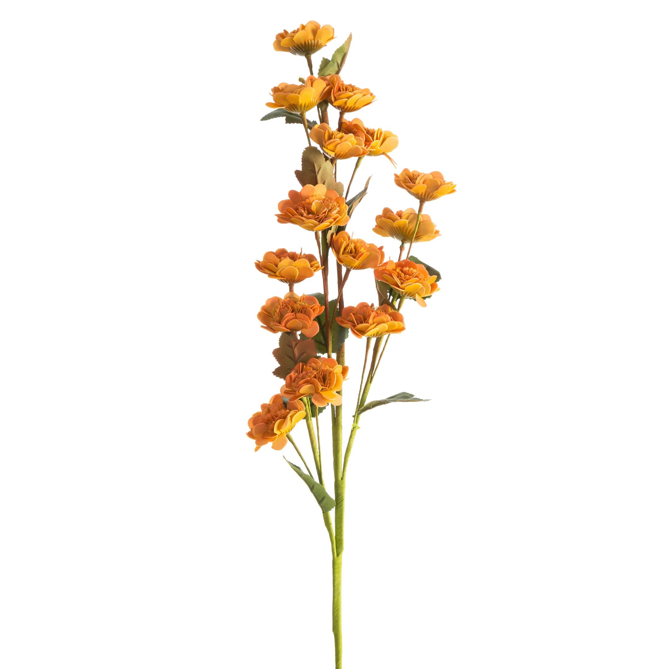 Kwiat sztuczny pomarańczowo, zielony z plastycznej pianki foamiran 80 cm