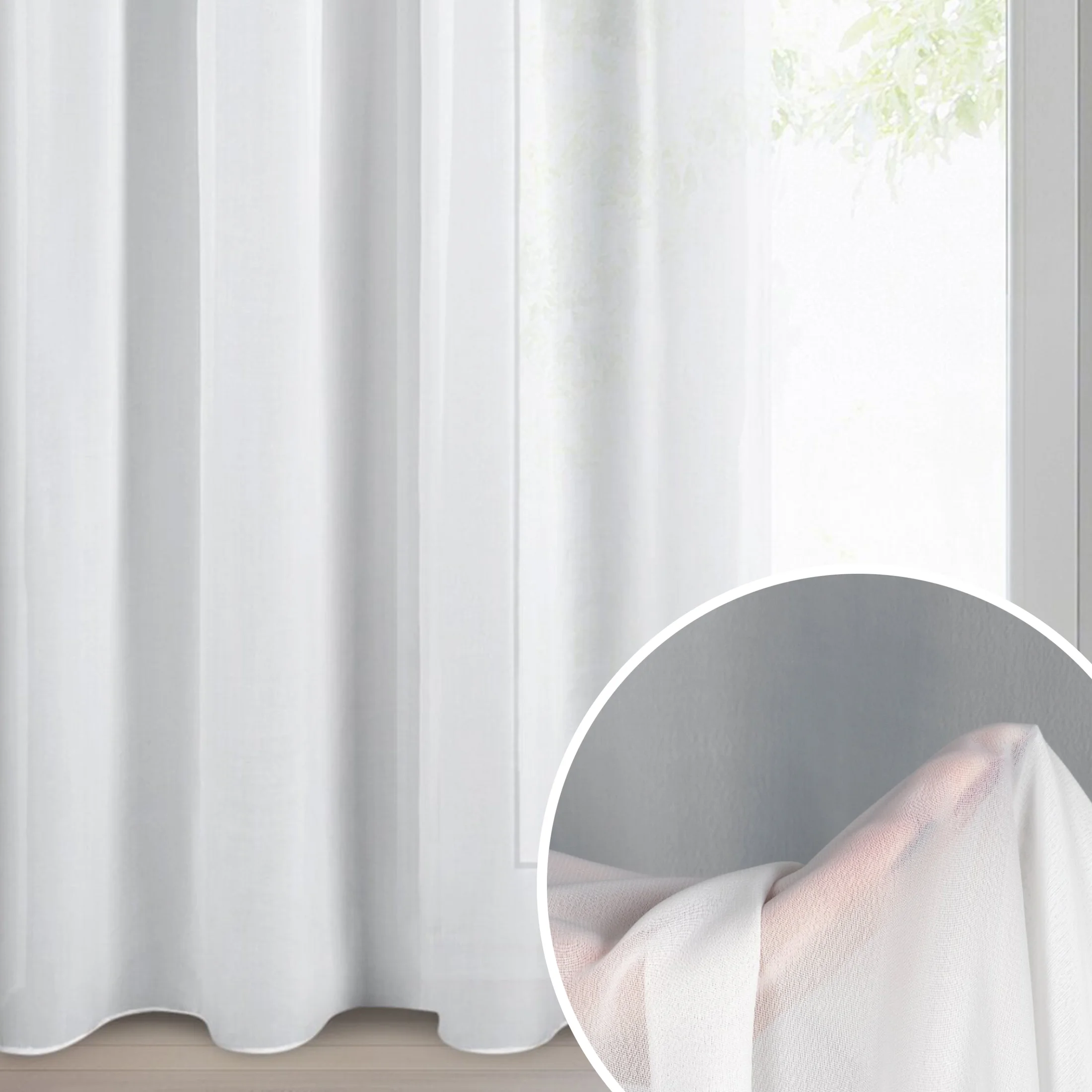 Firana biała z gładkiej matowej tkaniny szyfonowej 140x250 cm przelotka DALIA | eurofirany