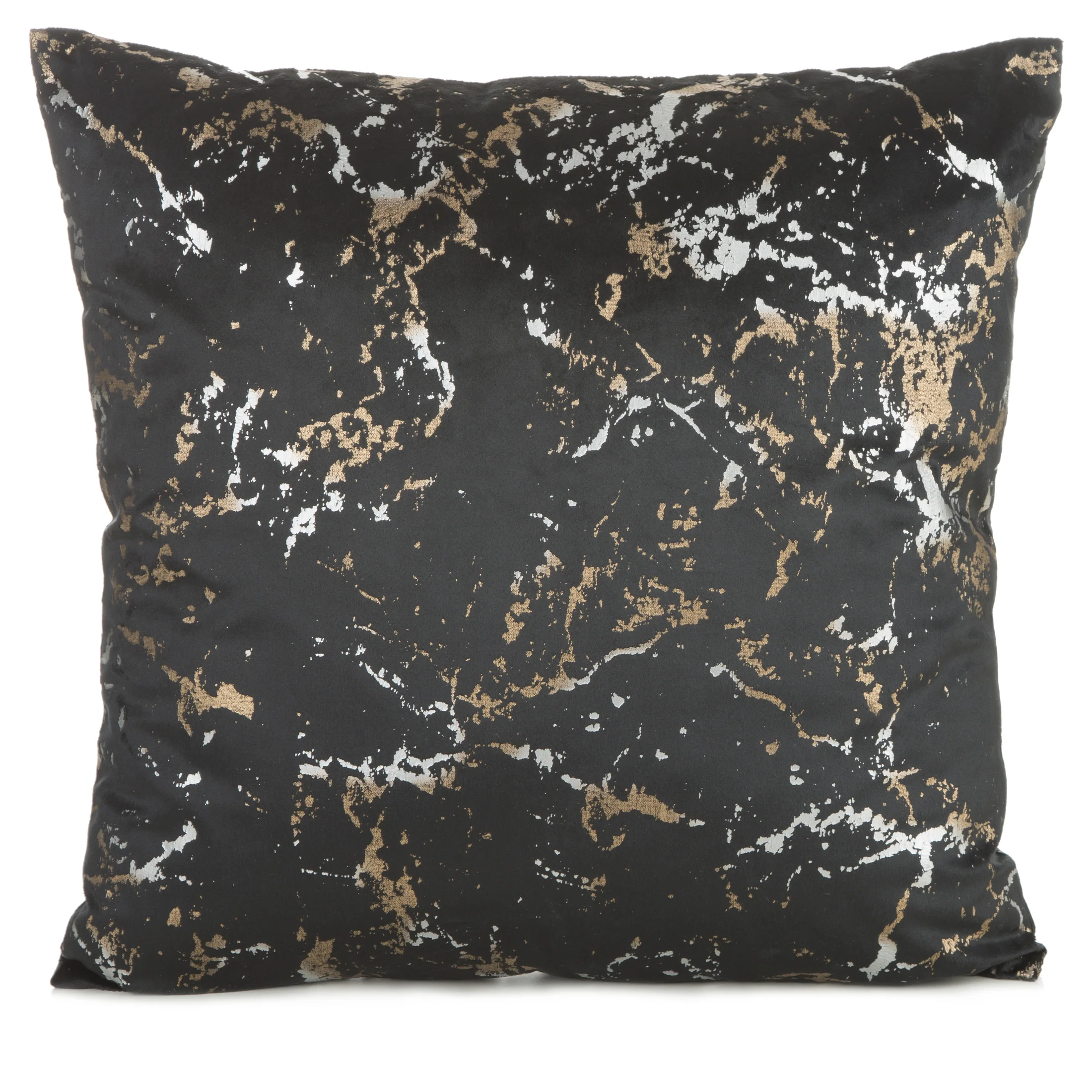 Poszewka na poduszkę 45x45 cm czarna z szenilowej tkaniny z wytłaczanym wzorem roślinnym DORI | eurofirany