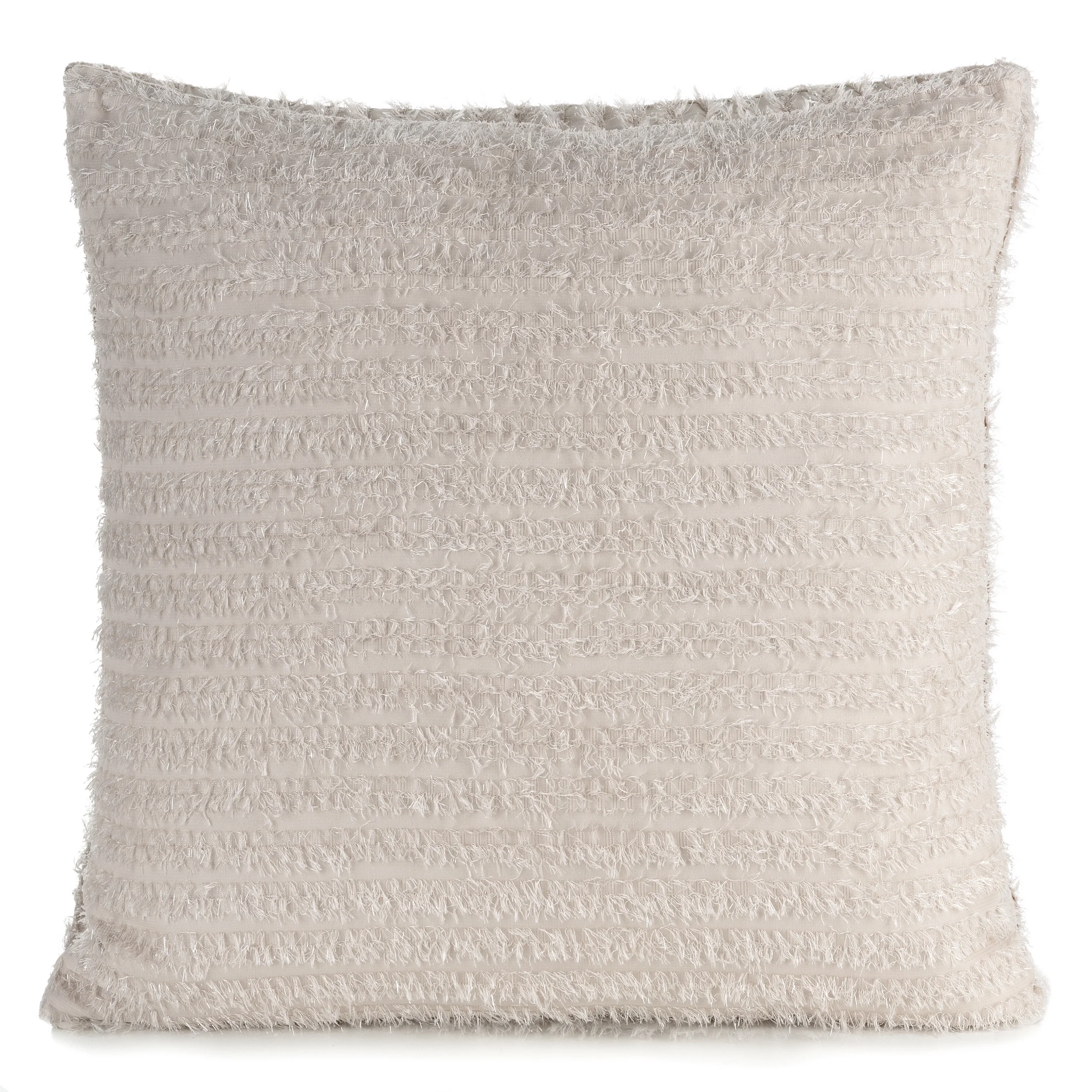 Poszewka na poduszkę 45x45 cm z tkaniny szyfonowej kolor beżowy zdobiona moherową nicią REINA Eva Minge | eurofirany