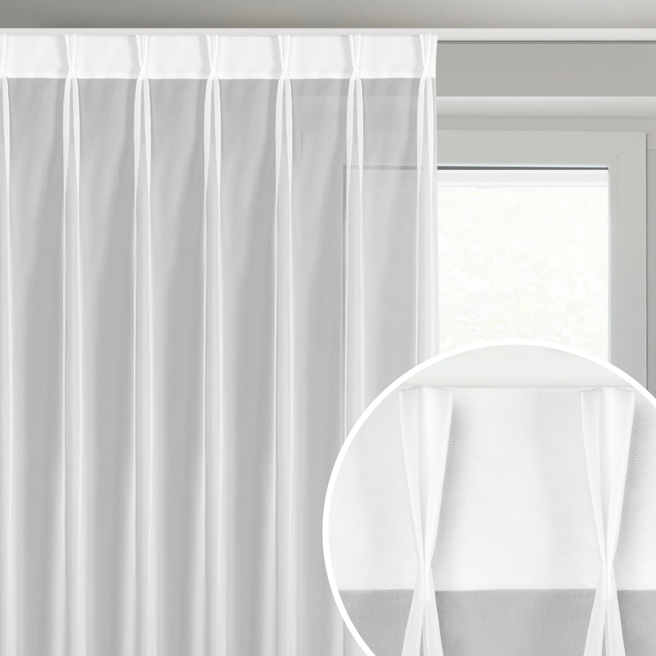 Firana biała z woalu 80x270 cm (wymiar podany na gotowo) z systemem flex - LUCY | eurofirany