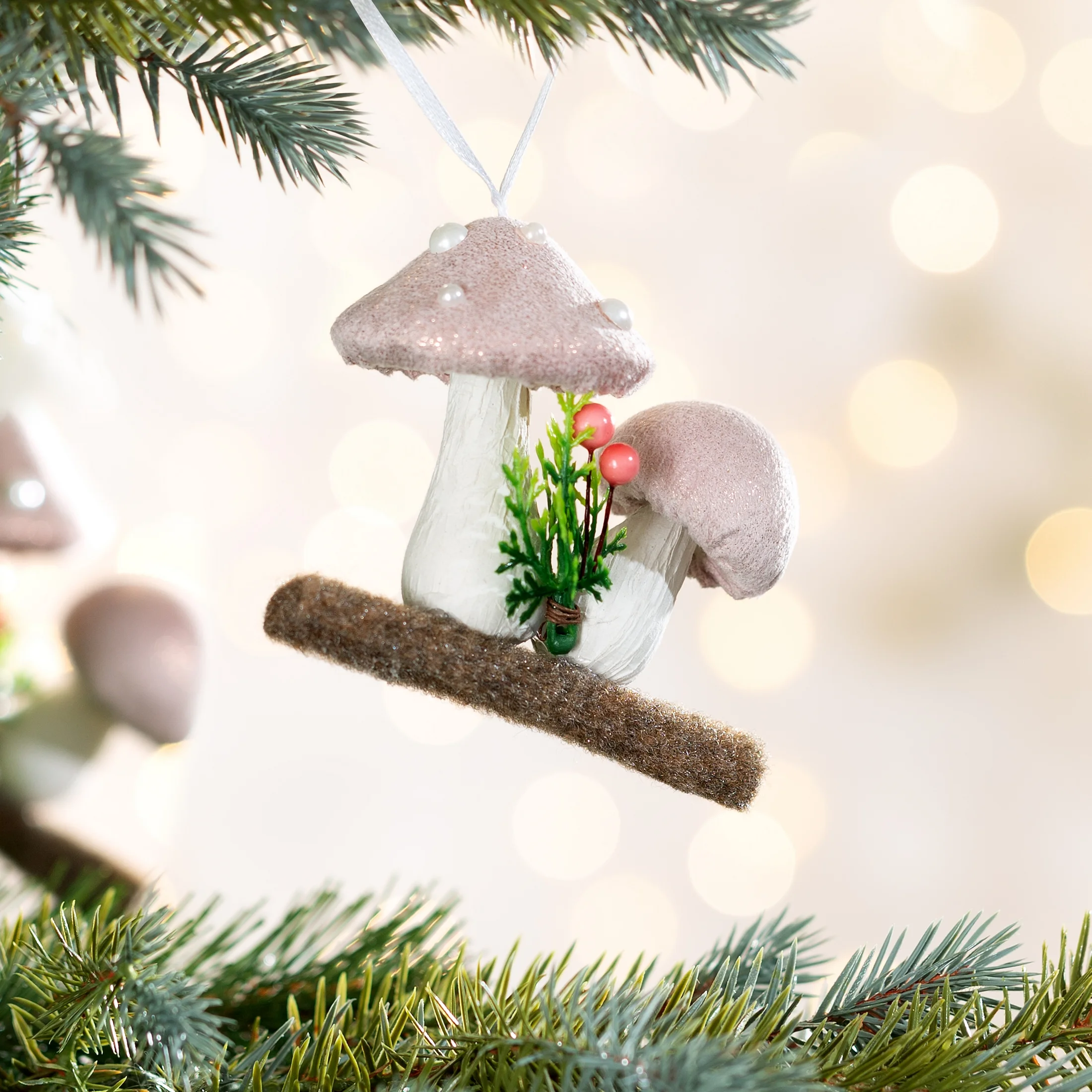 Ozdoba choinkowa w formie GRZYBKÓW na gałązce |