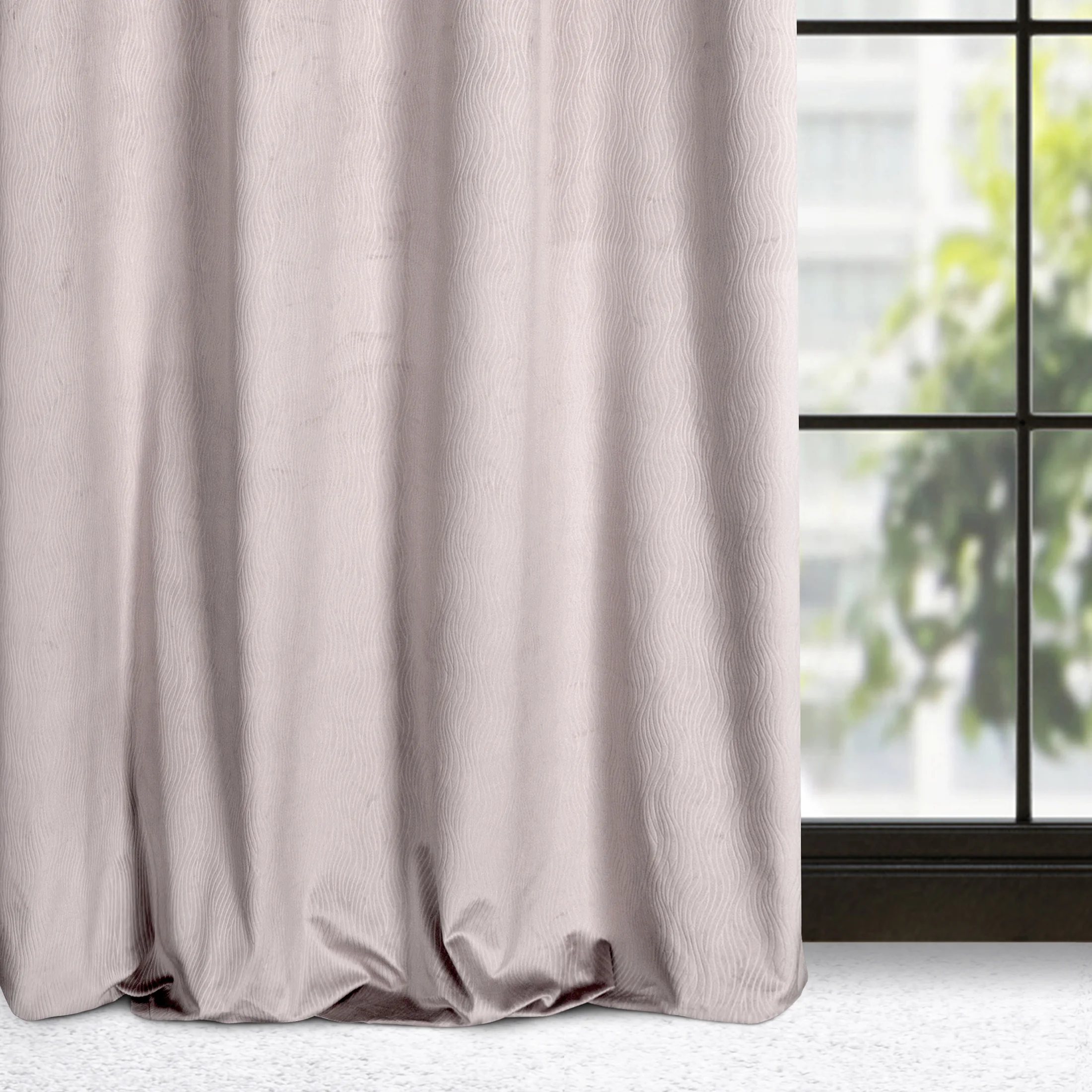 Zasłona pudrowo różowa z wytłaczanego welwetu 140x250 cm przelotka LILI | eurofirany