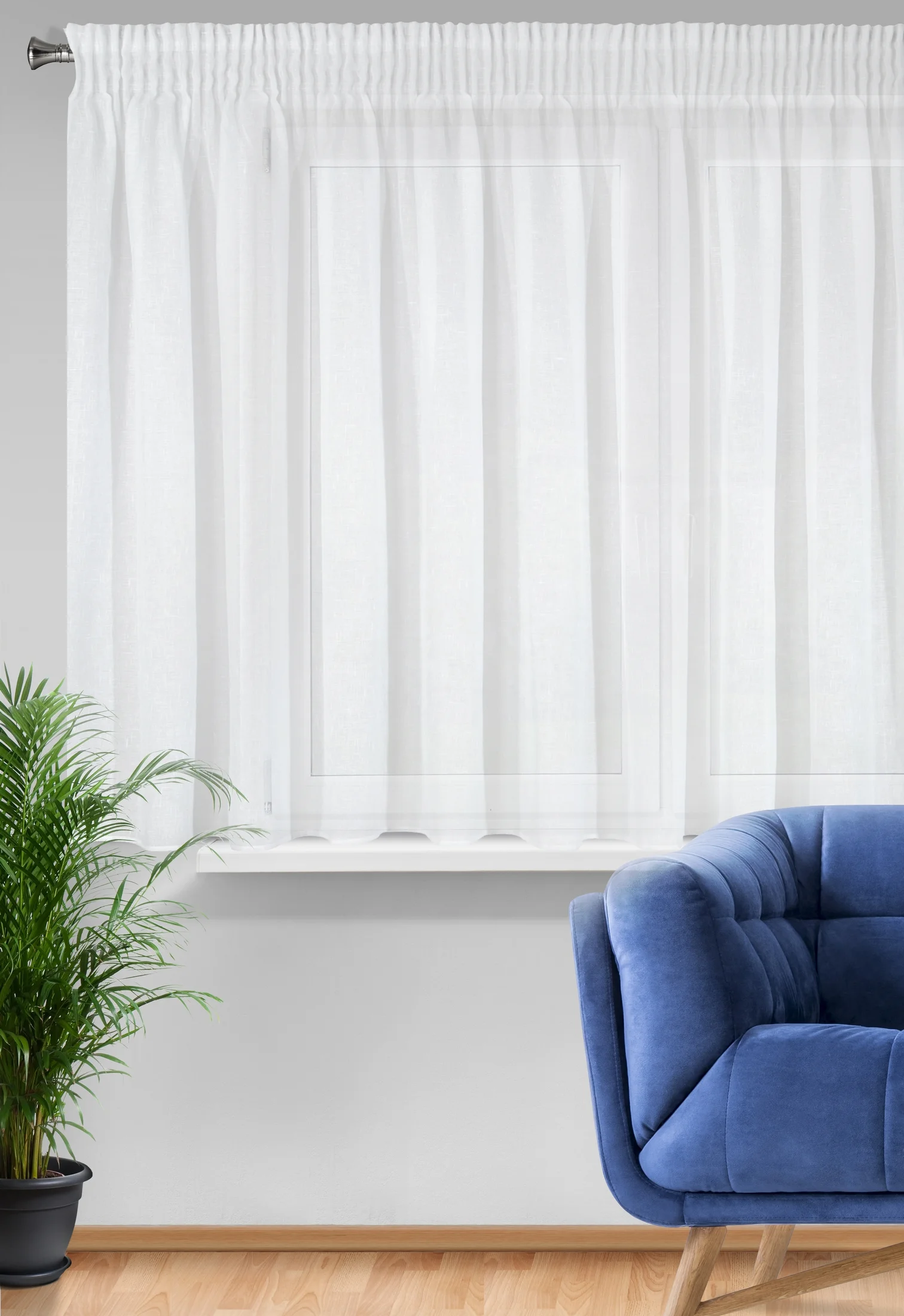 Firana biała z etaminy z lekkim połyskiem 400x145 cm taśma VIOLA