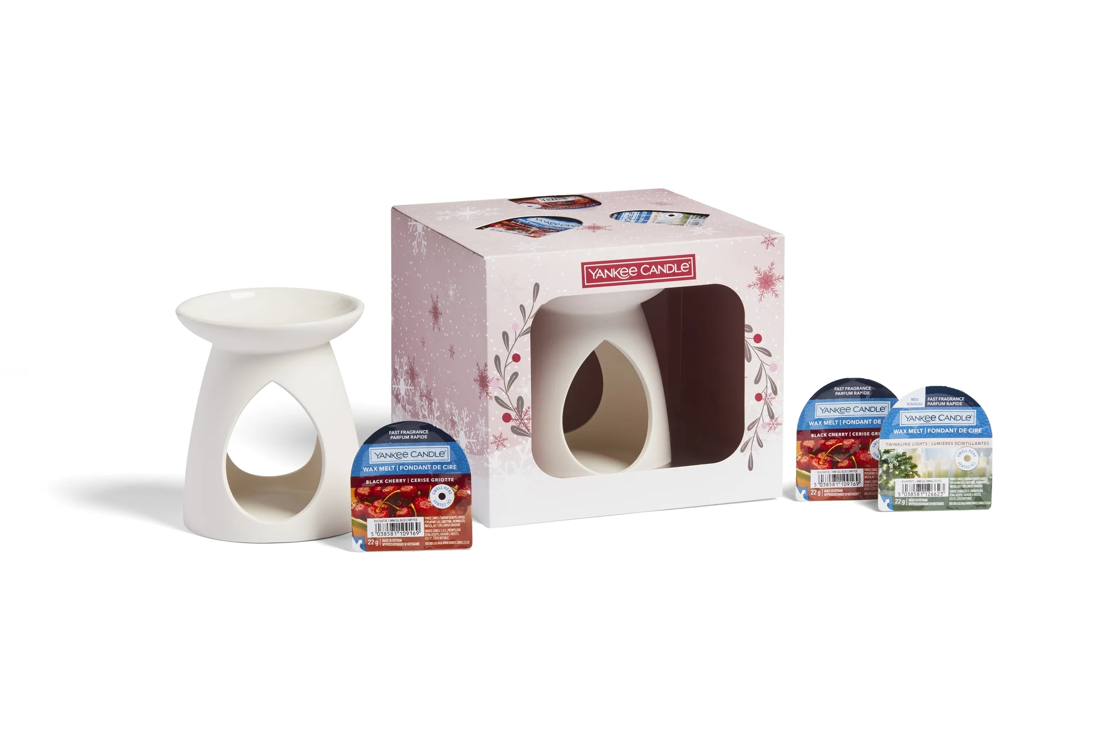 YANKEE CANDLE - Kominek + 3 woski zapachowe SNOW GLOBE WONDERLAND