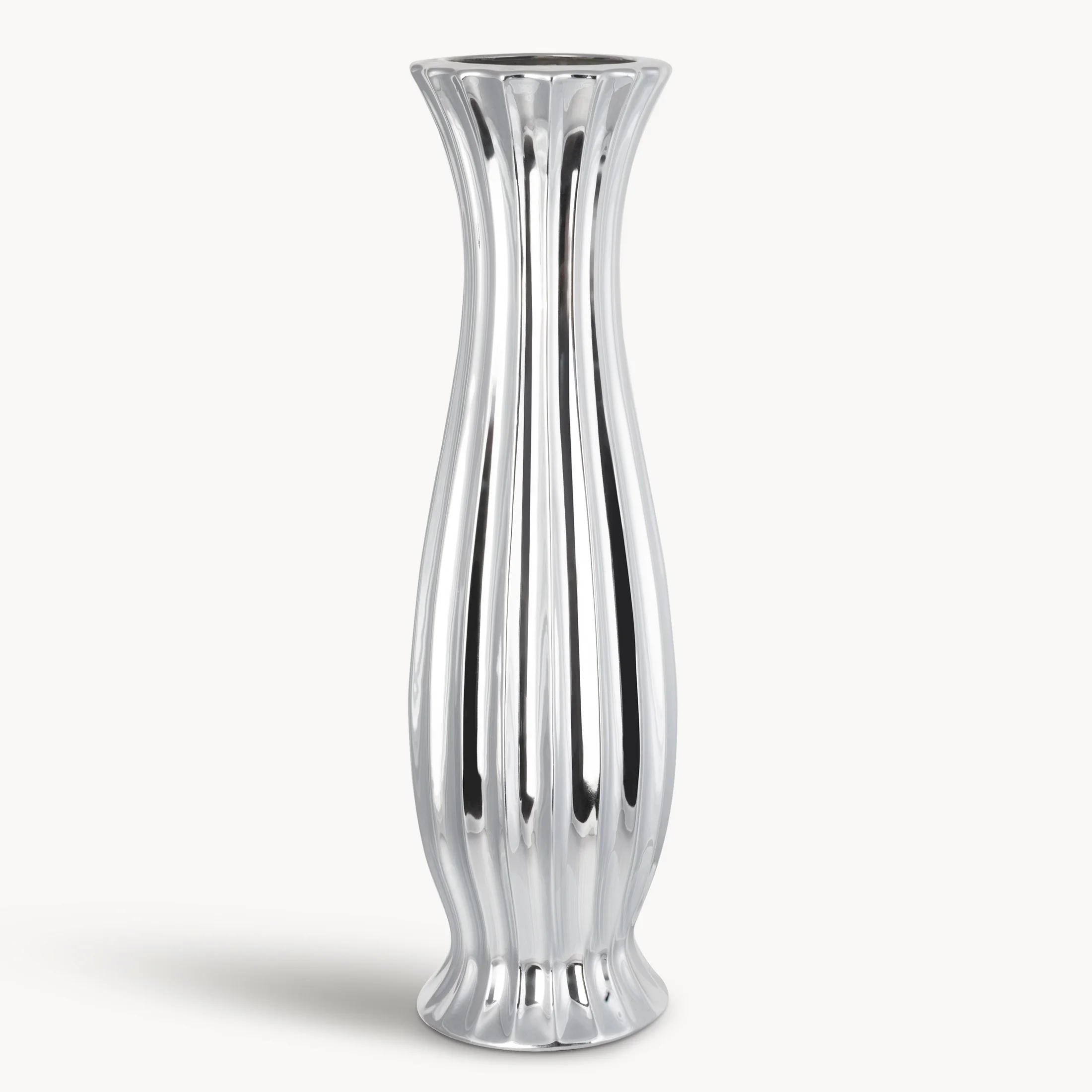 Wazon dekoracyjny FELIX o lśniącej powierzchni w wytłaczane prążki | eurofirany
