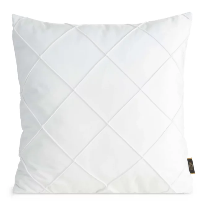 Poszewka na poduszkę 45x45 cm welwetowa biała z geometrycznym przeszywanym wzorem NALA Eurofirany Premium