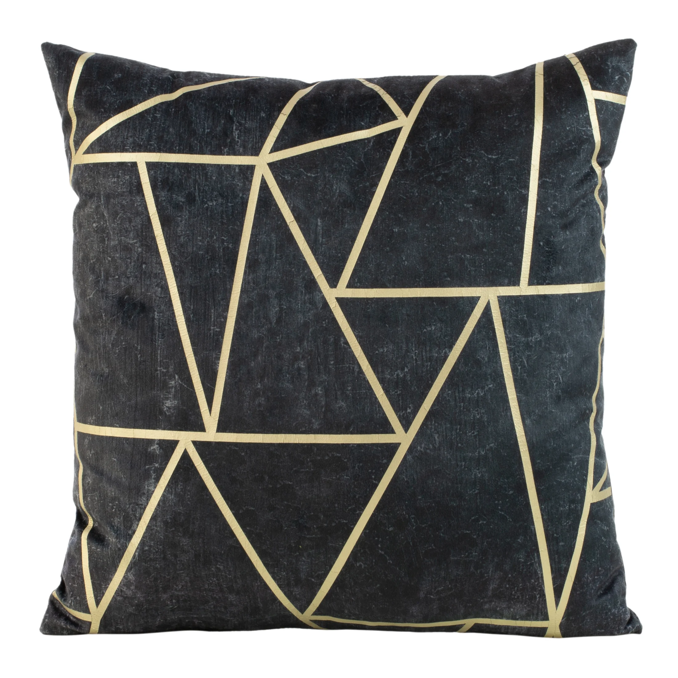 Poszewka na poduszkę 45x45 cm welwetowa grafitowa z nadrukiem geometrycznym BLINK 29 | eurofirany