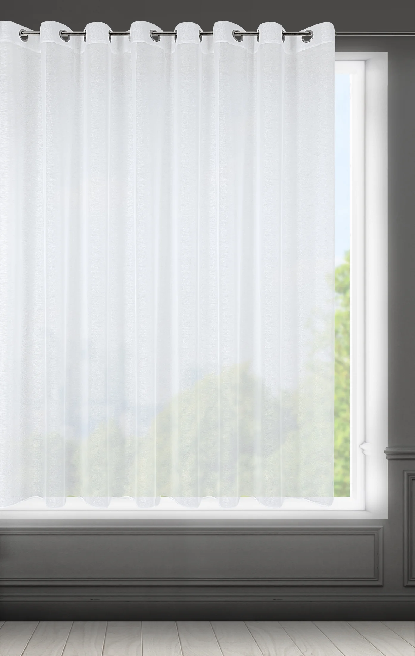 Firana biała z etaminy o strukturze deszczyku 350x160 cm przelotka - IRMA