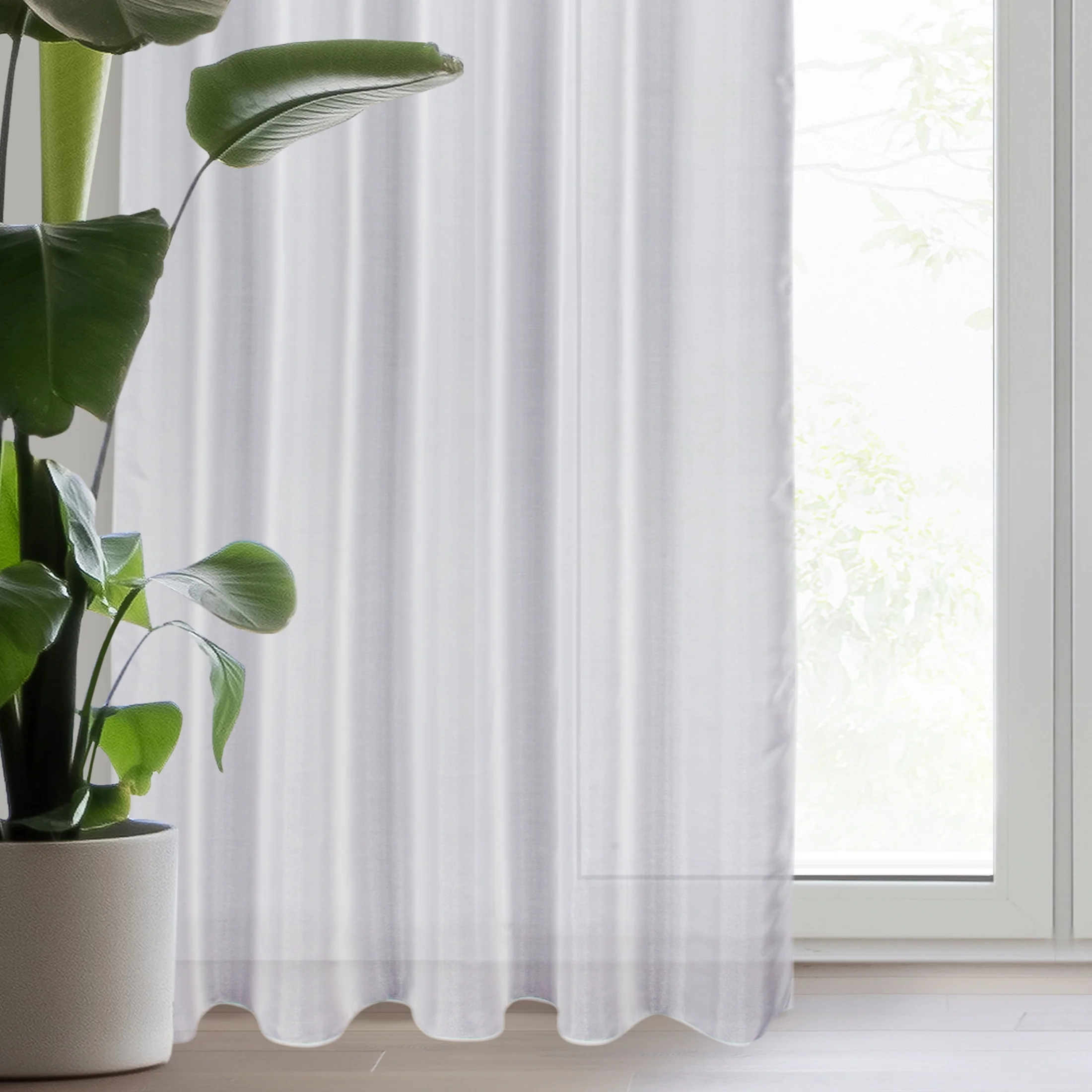 Firana biała z gładkiej tkaniny o błyszczącej powierzchni 140x270 cm taśma ALIA | eurofirany