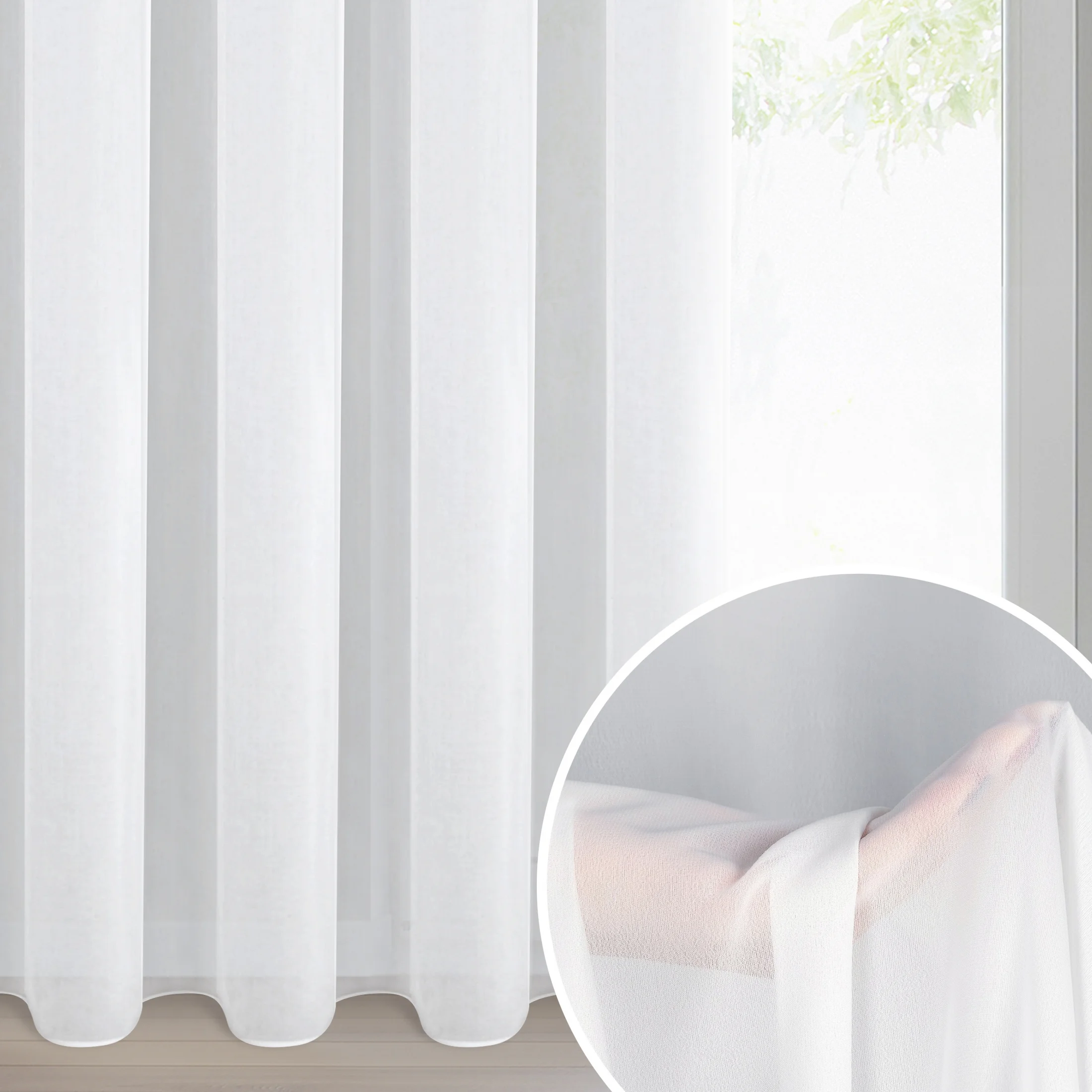 Firana biała z gładkiej matowej tkaniny szyfonowej 140x270 cm taśma DALIA | eurofirany
