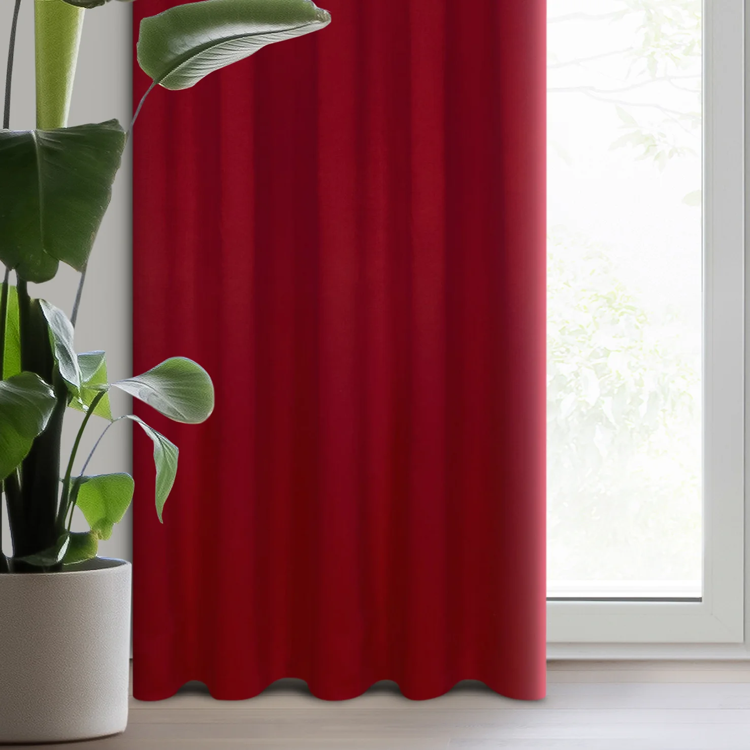 Zasłona czerwona zaciemniająca 135x270 cm taśma - ADLEY | eurofirany