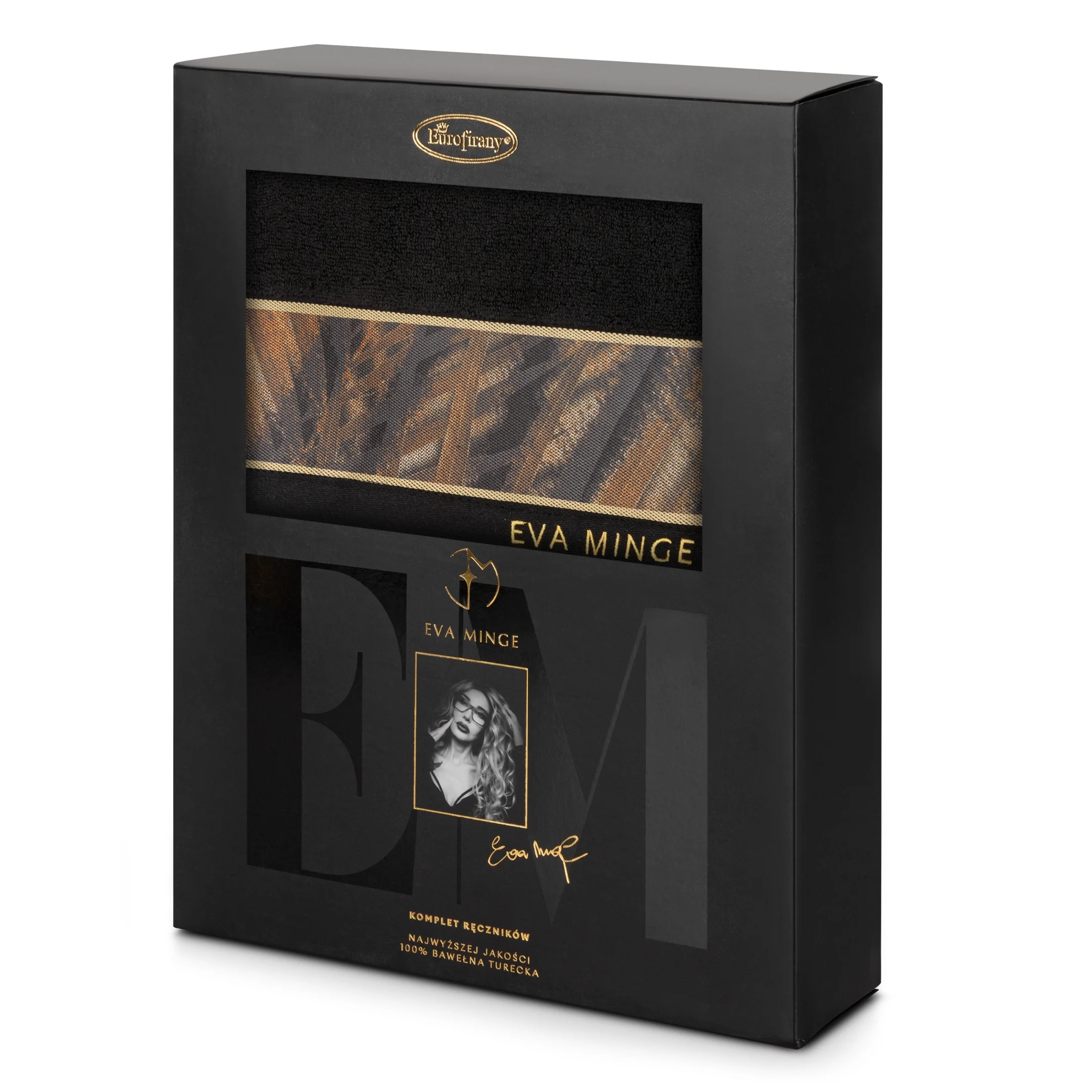 Zestaw ręczników bawełnianych na prezent 3 szt kolor czarny 500 g/m2 Eva Minge 11