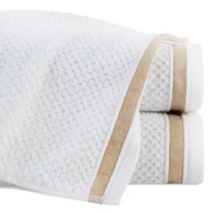 Ręcznik do rąk 30x50 cm bawełniany kolor biały w pasy 500 g/m2 MADLEN
