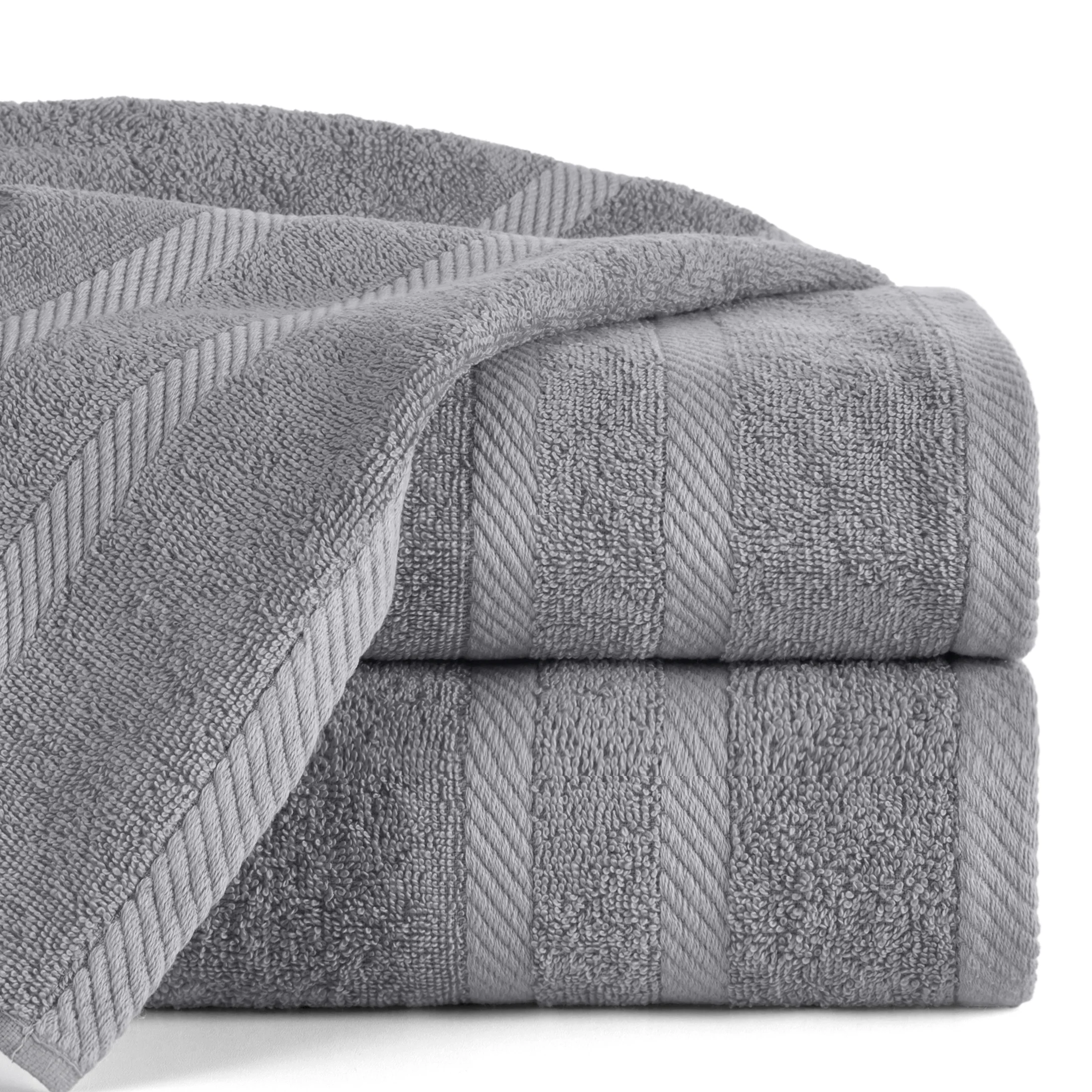 Ręcznik kąpielowy 100x150 cm bawełniany kolor stalowy z ozdobną bordiurą 500 g/m2 MILO