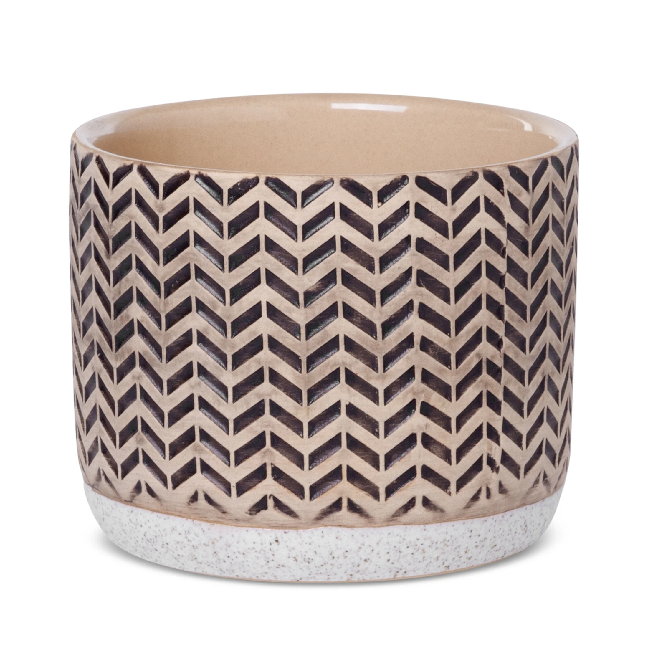 Donica ceramiczna KERI z geometrycznym wzorem