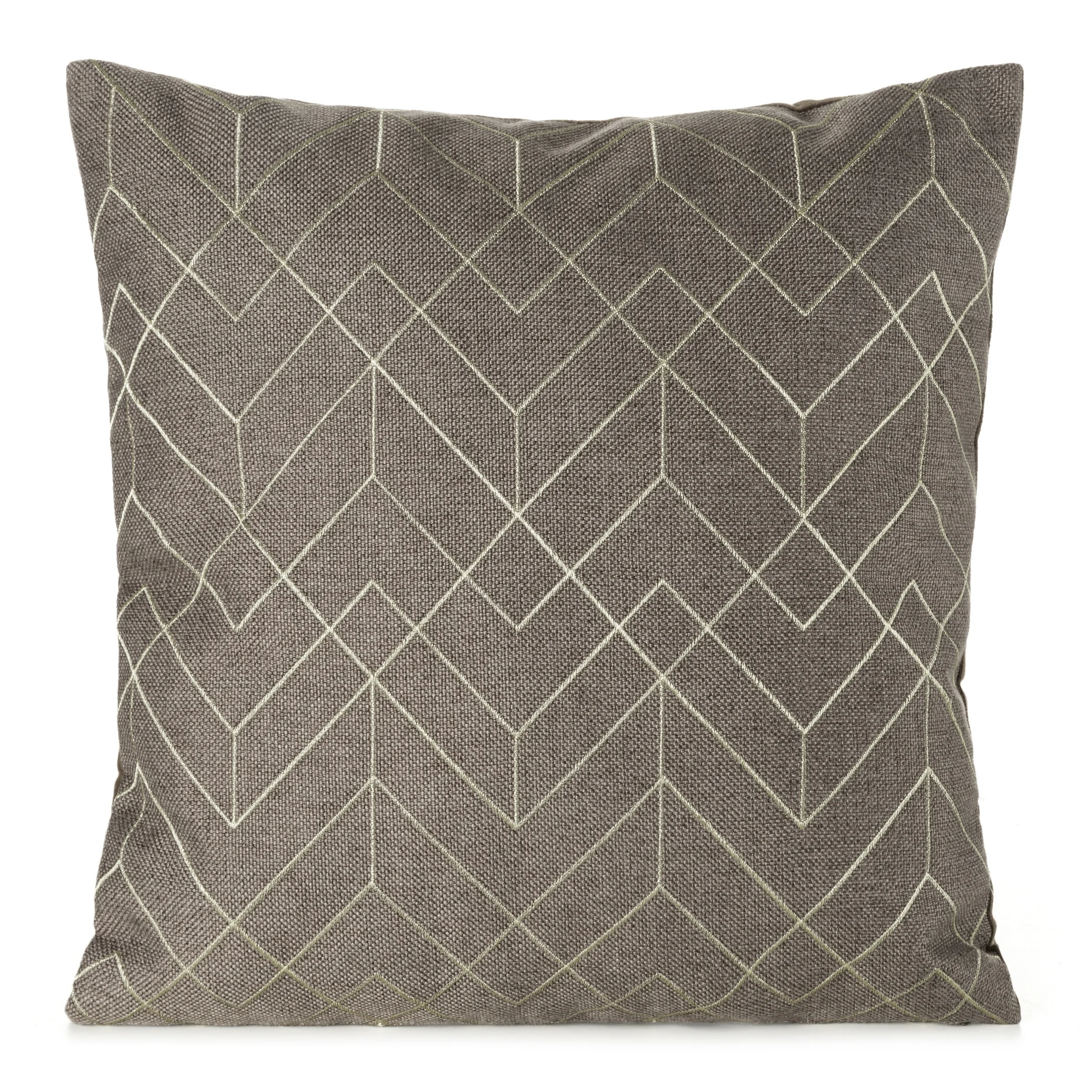 Poszewka na poduszkę 45x45 cm ciemnobeżowa z złotym geometrycznym haftem MILA | eurofirany