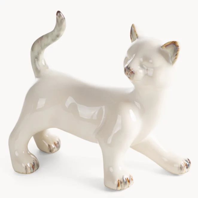 Figurka dekoracyjna kot kremowa 20x10x18 cm AVANI