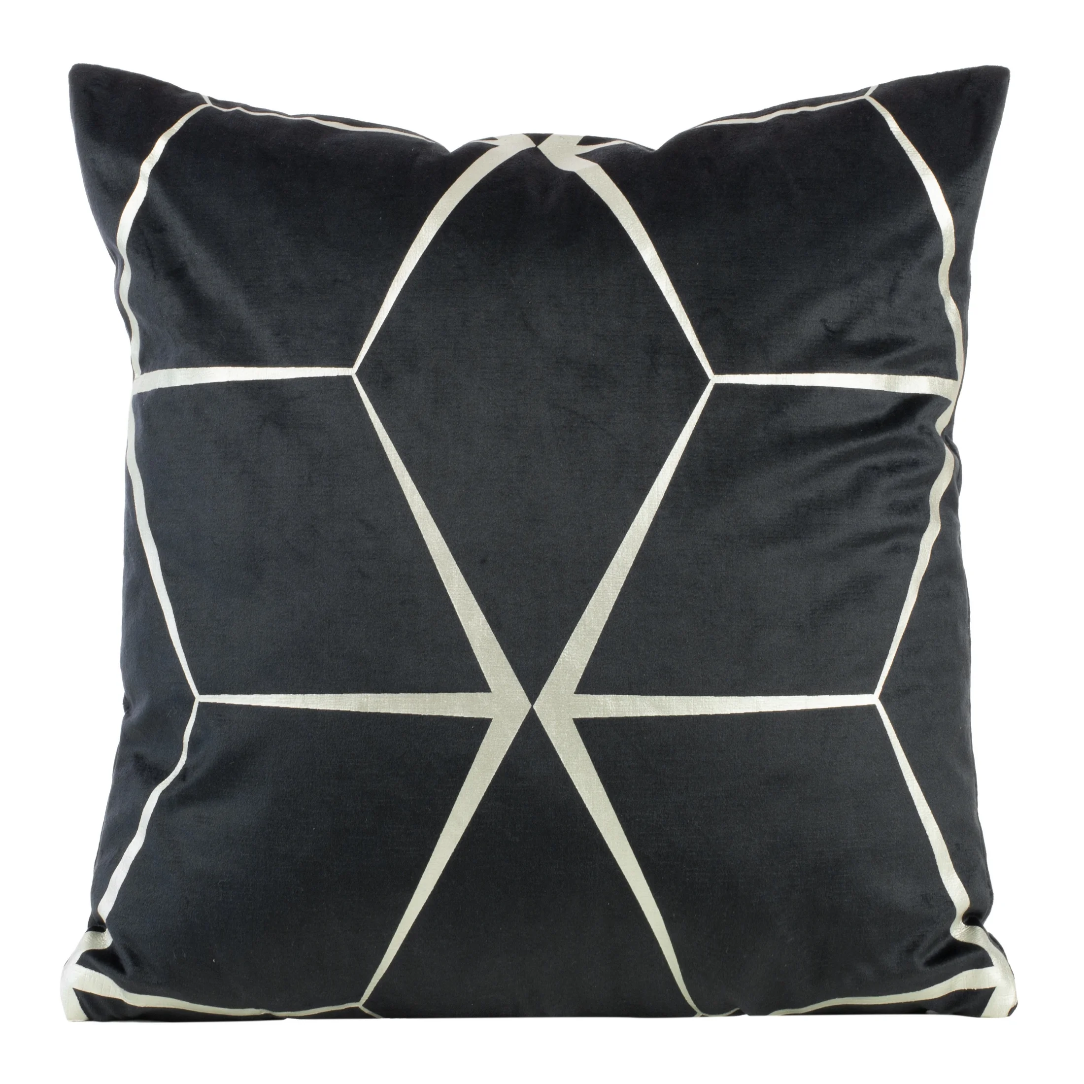 Poszewka na poduszkę 45x45 cm welwetowa czarna z nadrukiem geometrycznym BLINK 28 | eurofirany