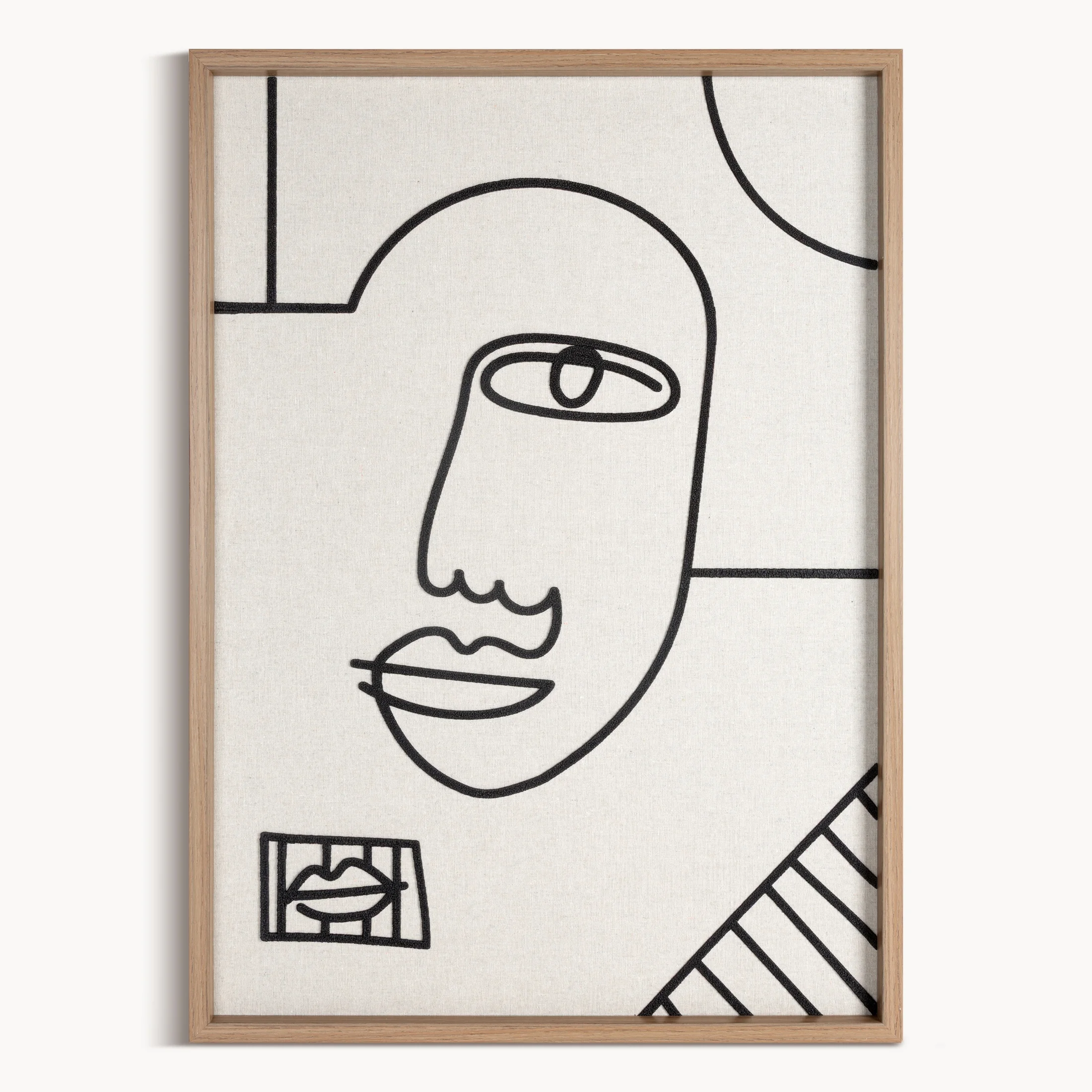 Obraz abstrakcja beżowo, czarny nadruk na płótnie oprawiony w ramkę 50x70 cm | eurofirany