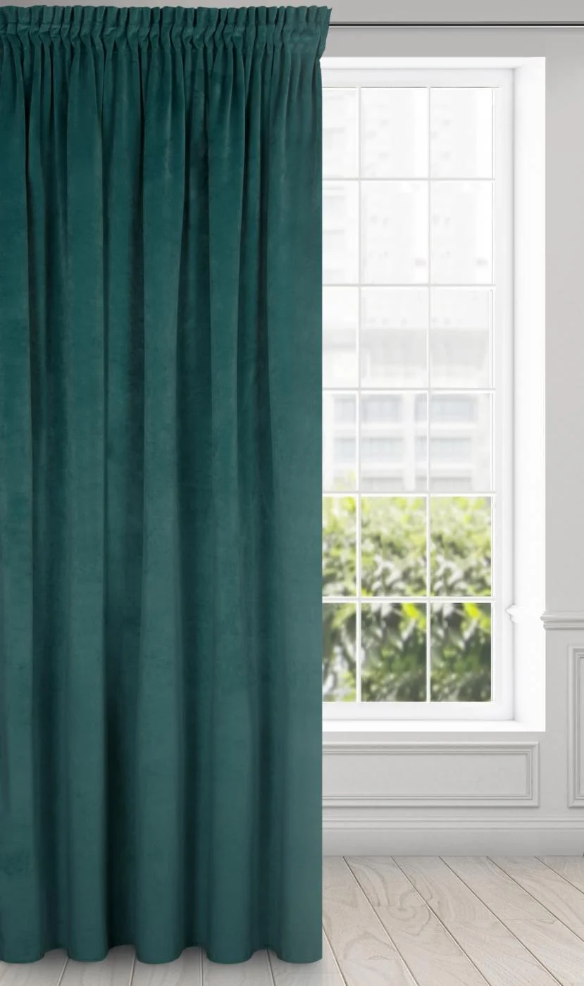 Zasłona ciemno turkusowa z ekskluzywnego aksamitnego welwetu 290 g/m2 140x270 cm taśma - VILLA