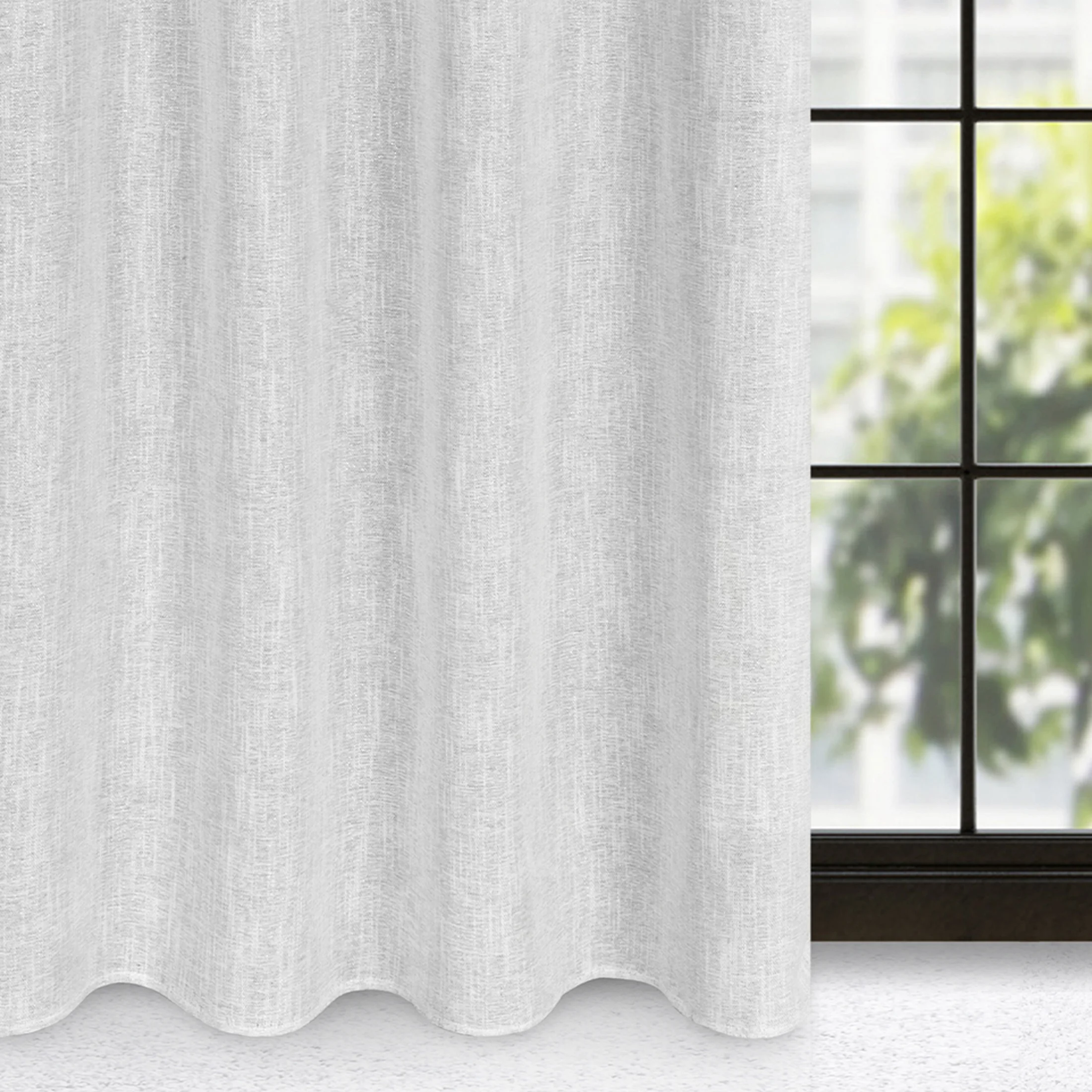 Zasłona biało, srebrna z widocznym splotem 140x250 cm przelotka - AGNES | eurofirany