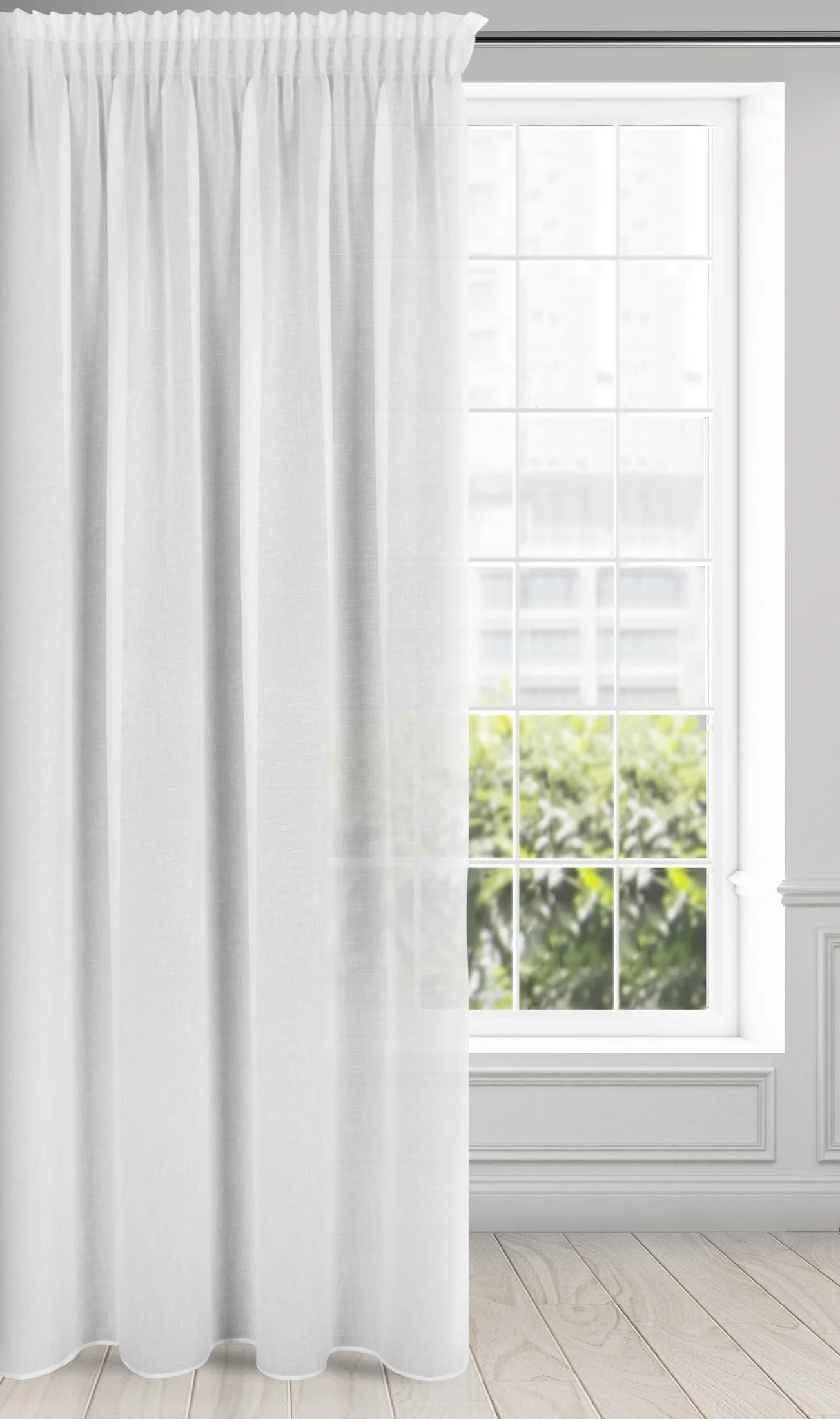 Firana biała z gładkiej etaminy 140x270 cm taśma SANDRA