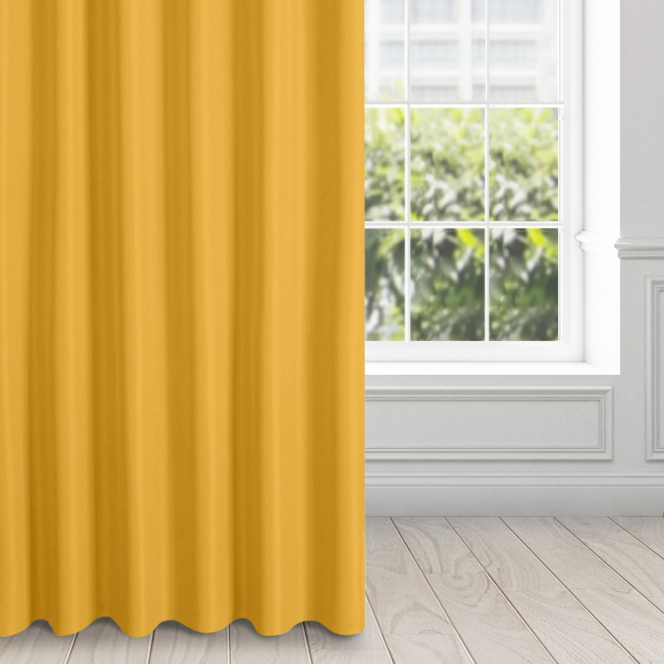 Zasłona musztardowa z matowej gładkiej tkaniny 140x270 cm taśma - RITA | eurofirany