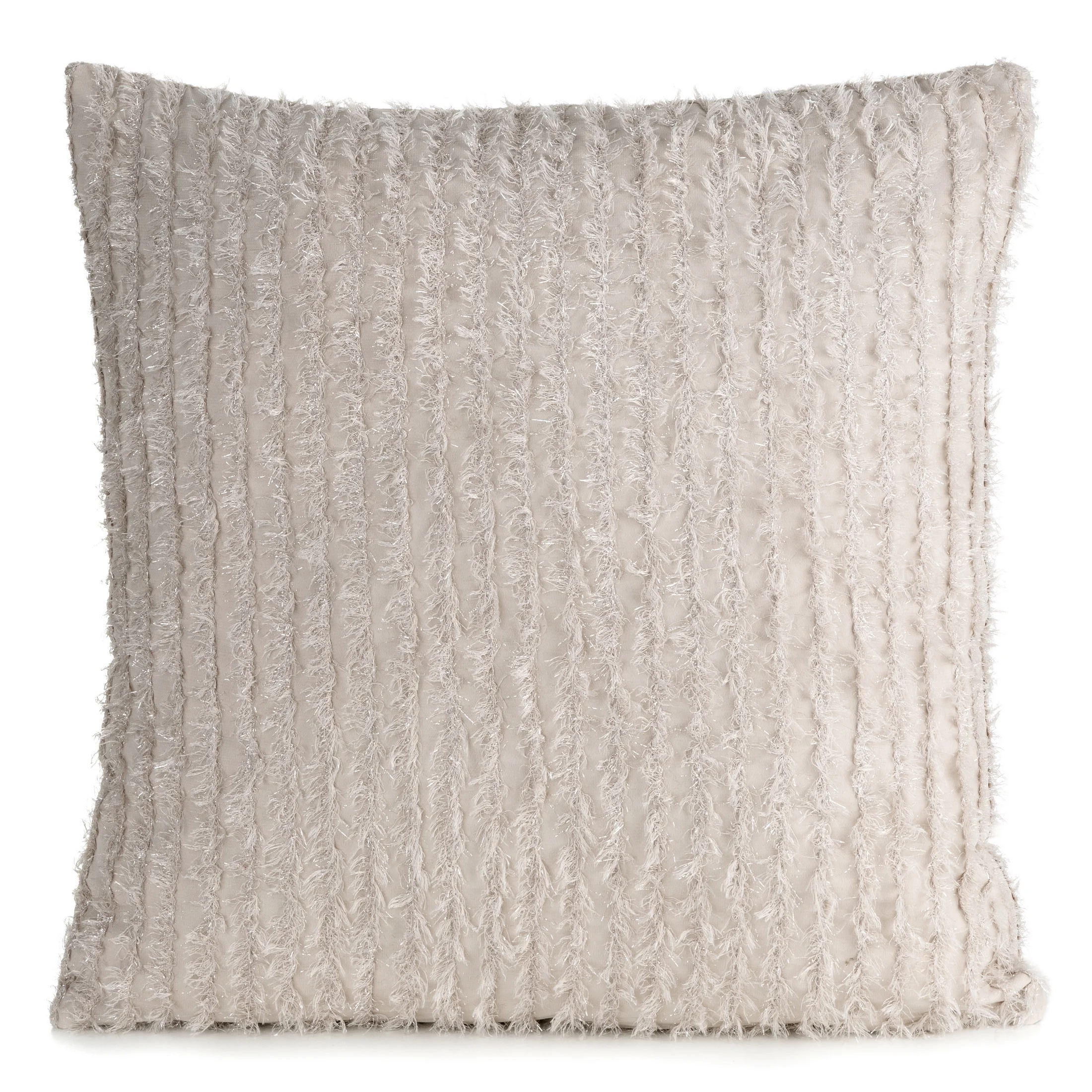 Poszewka na poduszkę 45x45 cm z tkaniny szyfonowej kolor beżowy zdobiona moherową nicią SELMA Eva Minge | eurofirany