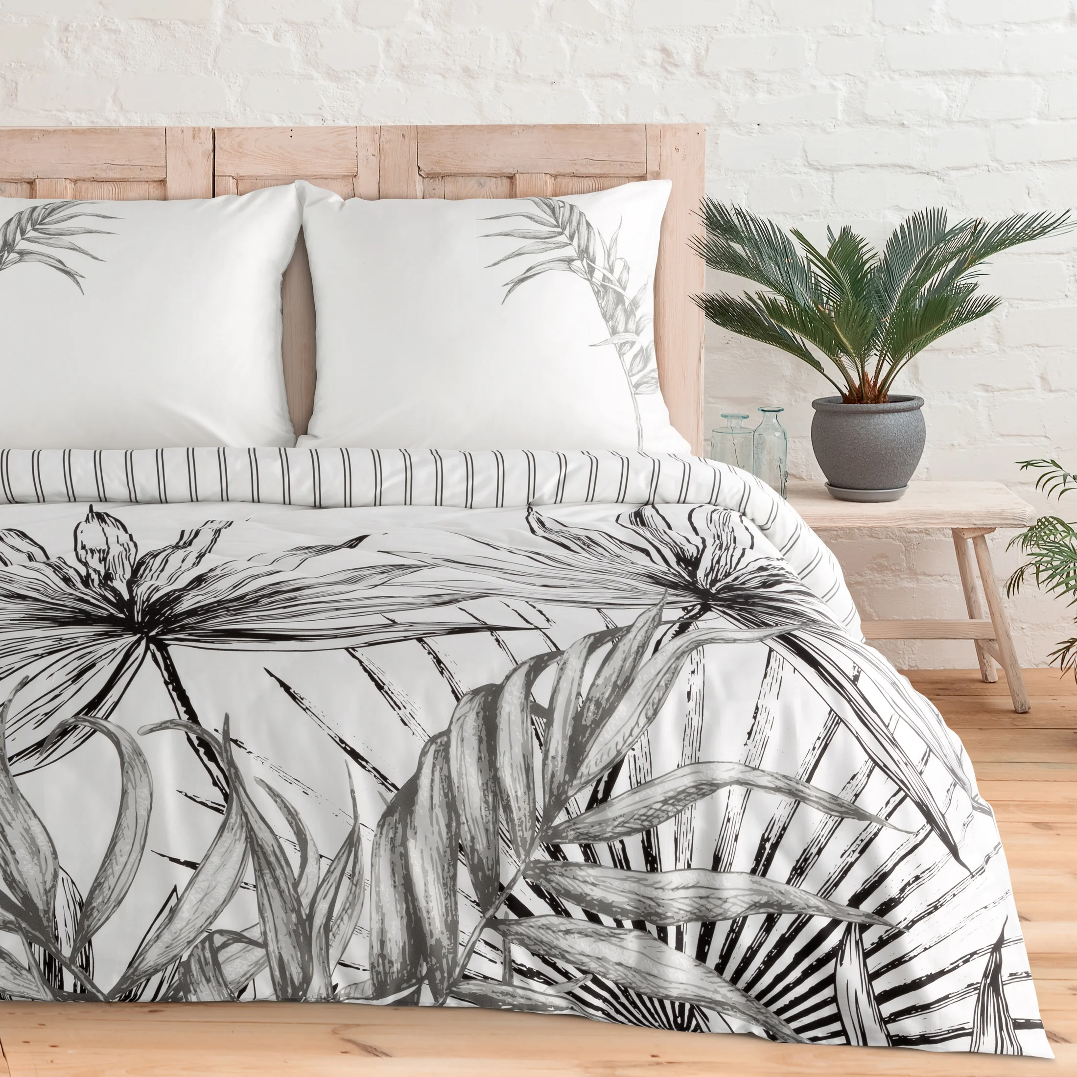 Pościel 160x200 cm bawełniana kolor biały, czarny styl nowoczesny PALOMA Eurofirany Premium | eurofirany