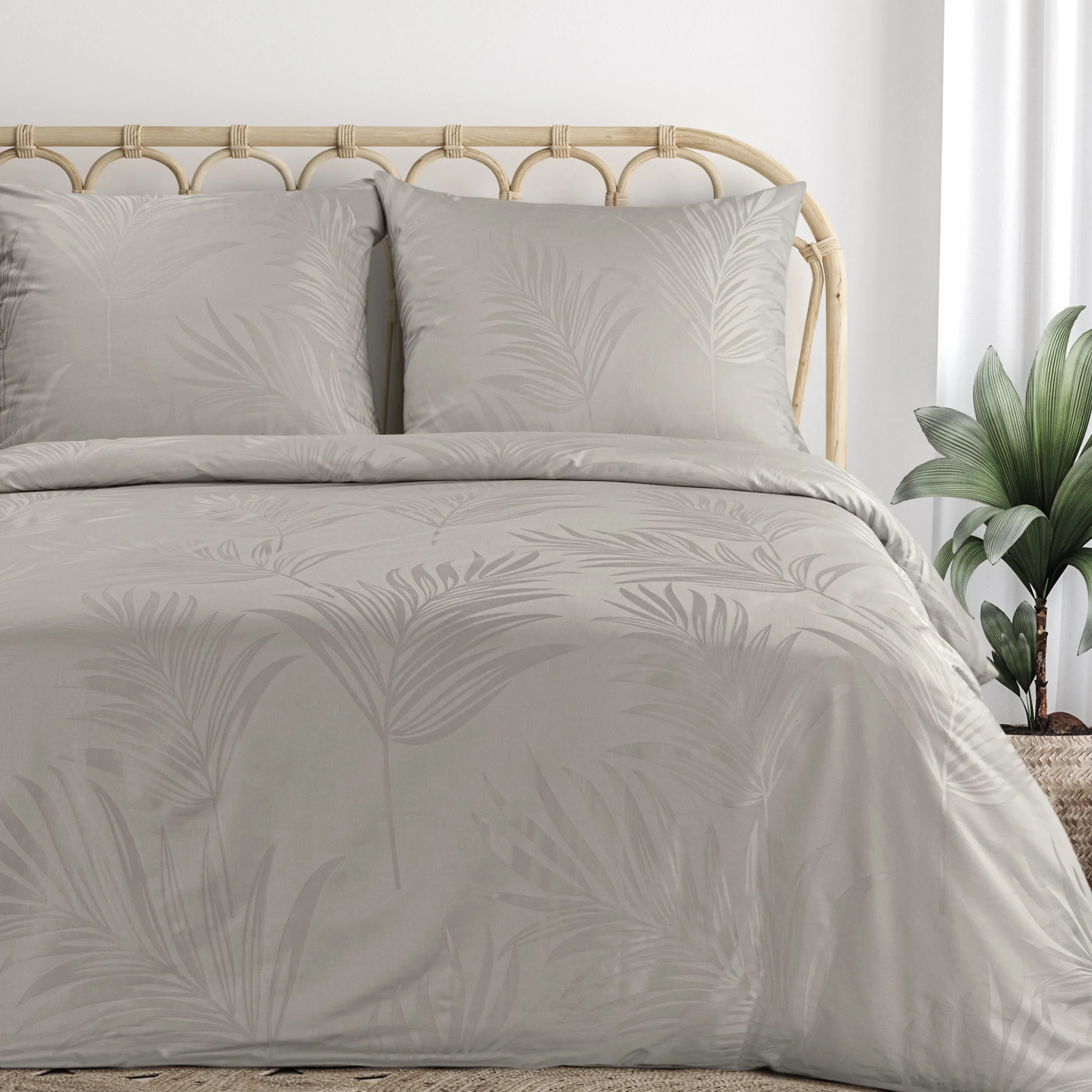 Pościel 220x200 cm bawełniana kolor szarobeżowy z żakardowym wzorem NATALIE | eurofirany