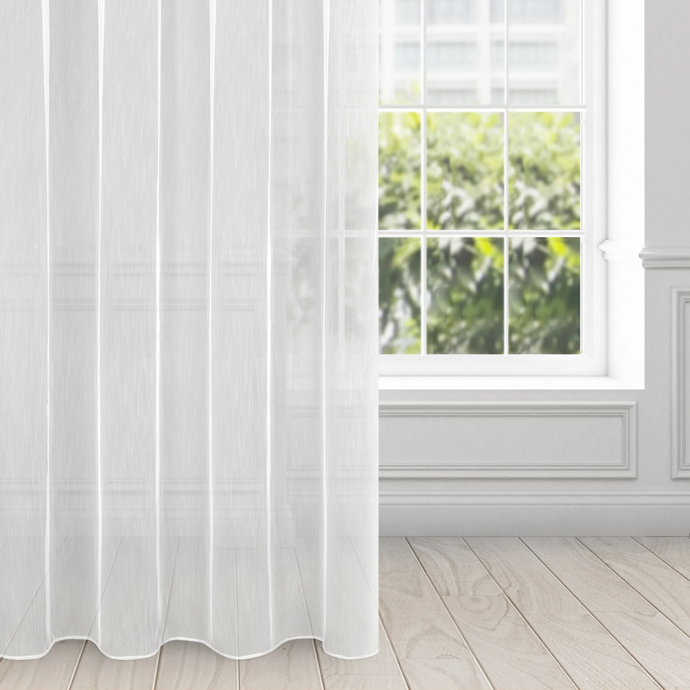 Firana biała o strukturze drobnego deszczyku 140x270 cm taśma NICEA | eurofirany