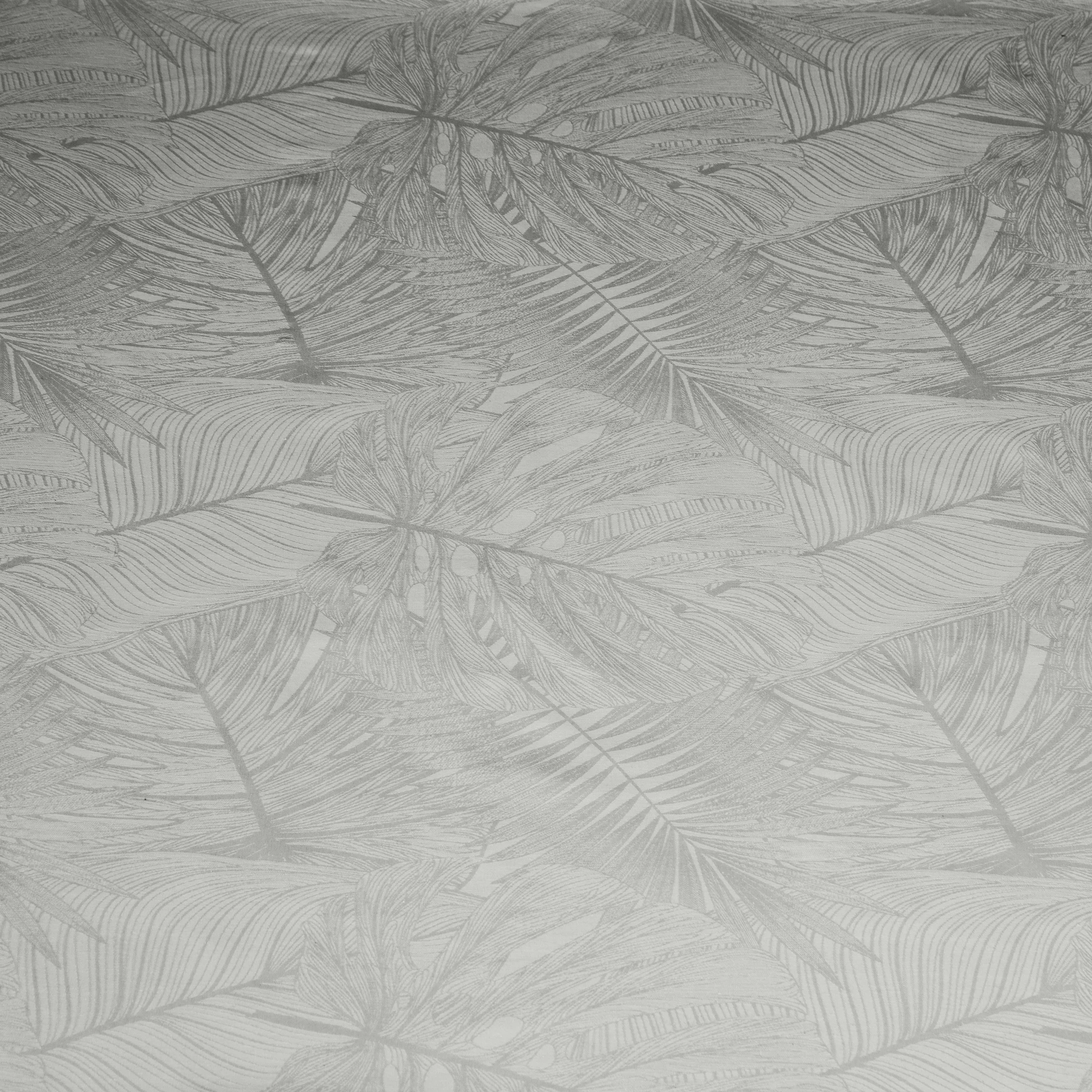 Pościel 160x200 cm bawełniana kolor jasnoszary zdobiona żakardowym wzorem liści DAMASK