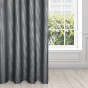 Zasłona welwetowa czarno, srebrna z nadrukiem pepitki 140x250cm przelotka - DARCY