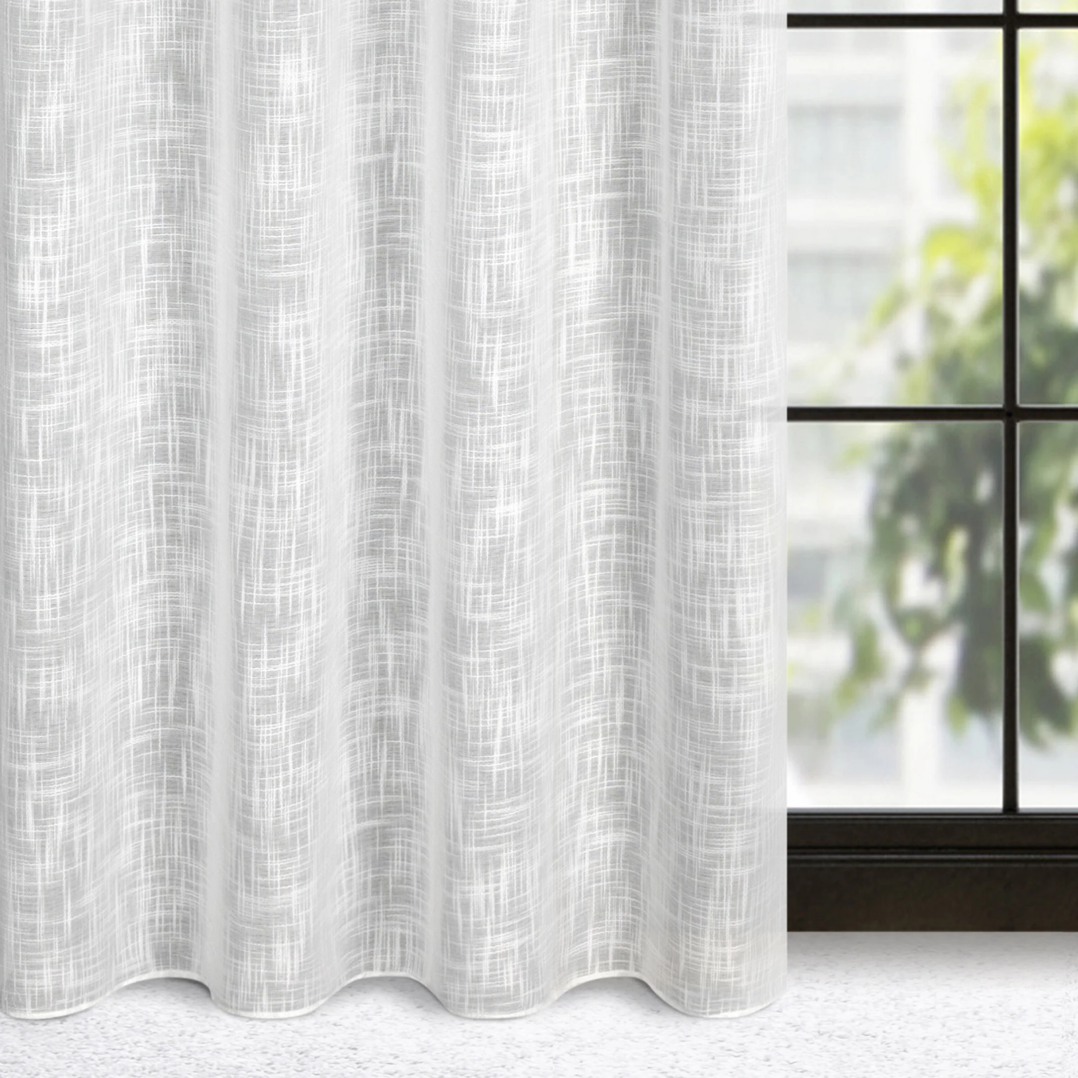 Zasłona biała o płóciennym splocie w stylu eko 140x250 cm przelotka - LIREN | eurofirany